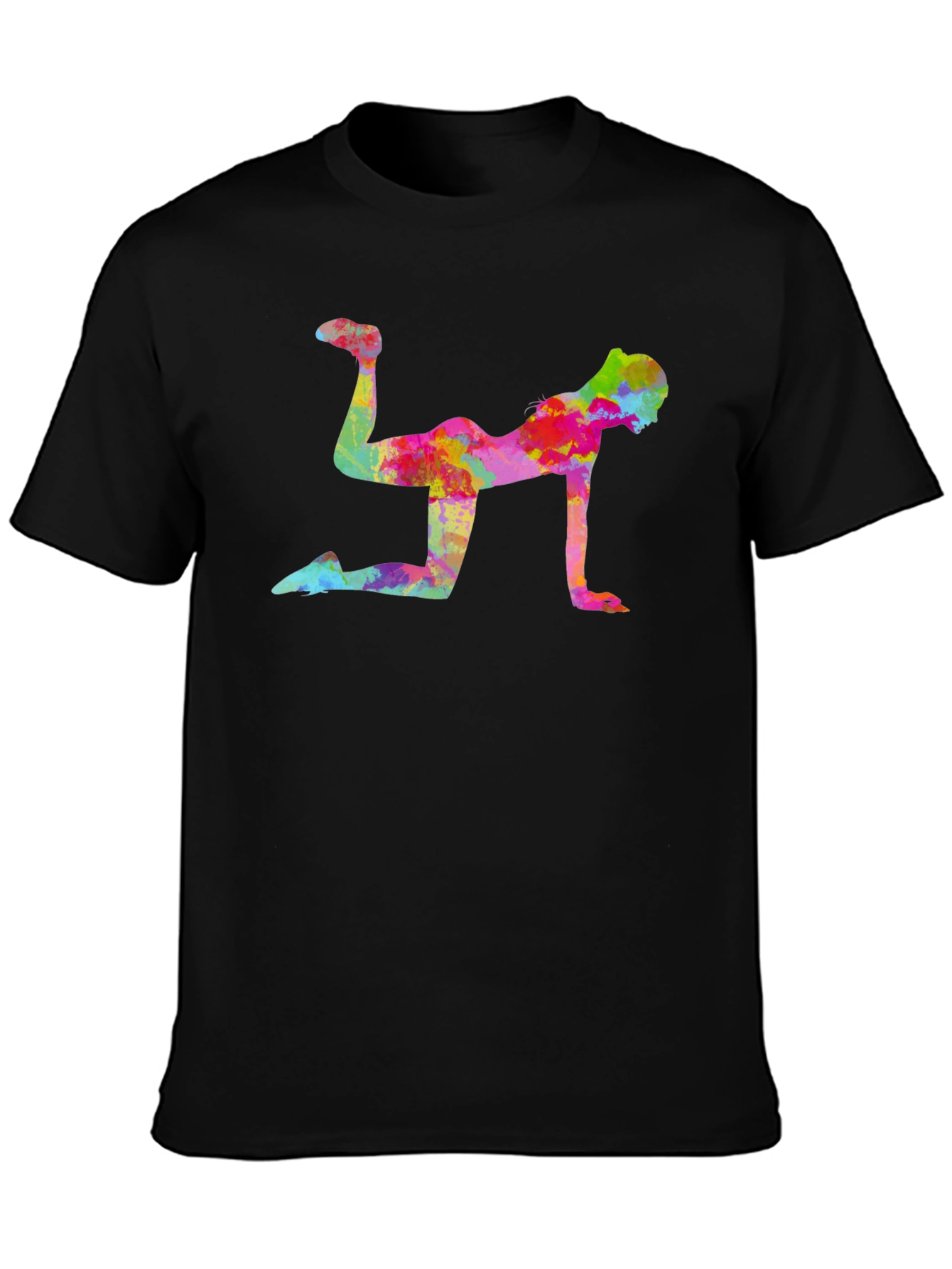 Vibrant Fitness Pose Black T-Shirt