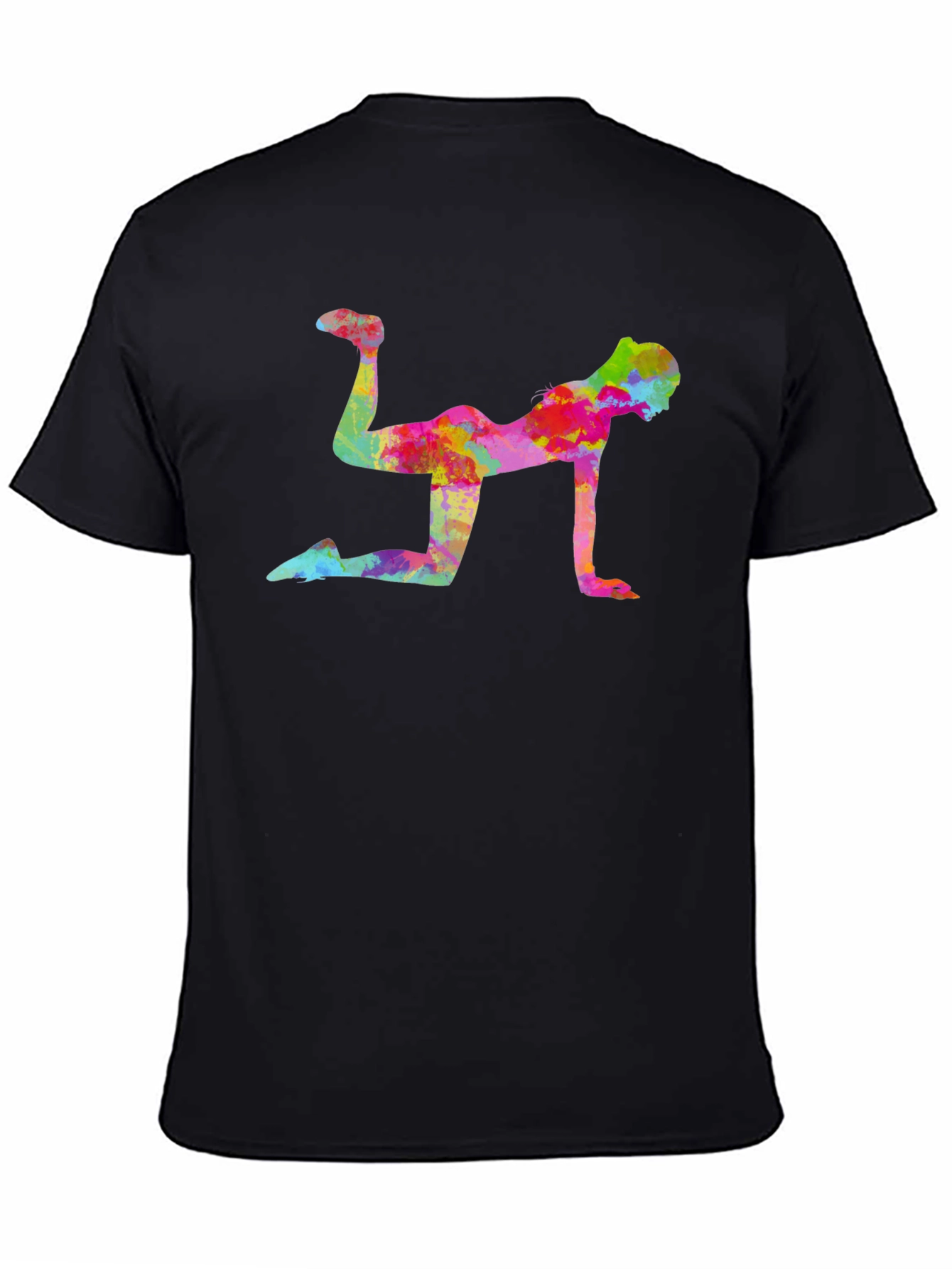 Vibrant Fitness Pose Black T-Shirt