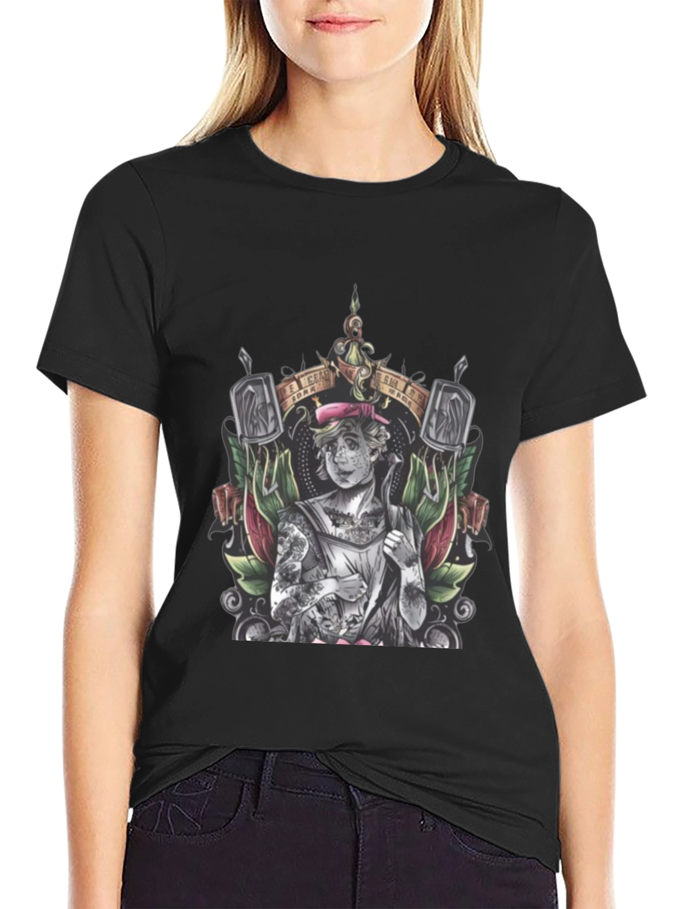 Tattooed Sailor Graphic Tee - Classic Black Cotton