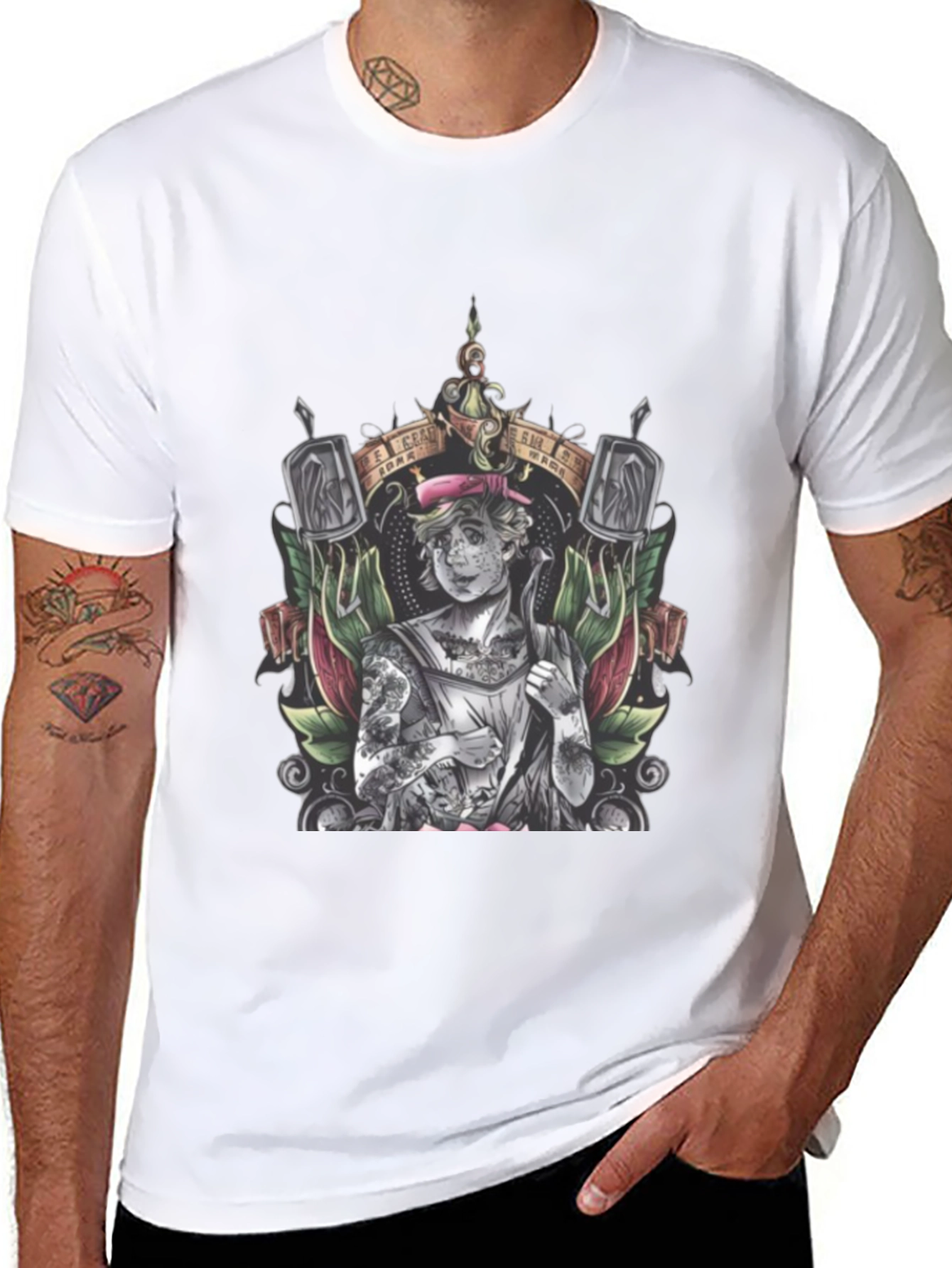 Tattooed Sailor Graphic Tee - Classic Black Cotton