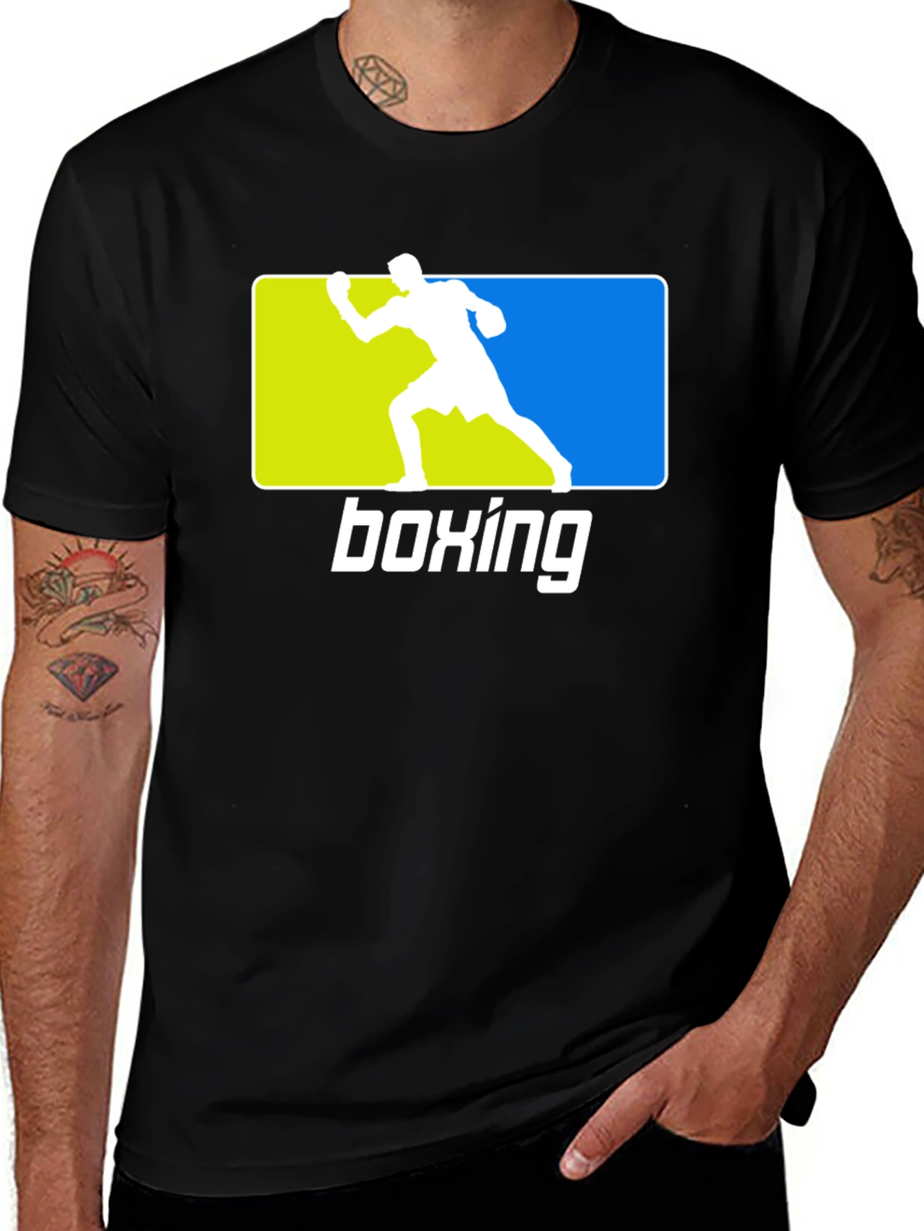 Boxing Graphic Tee - Black Sporty Design