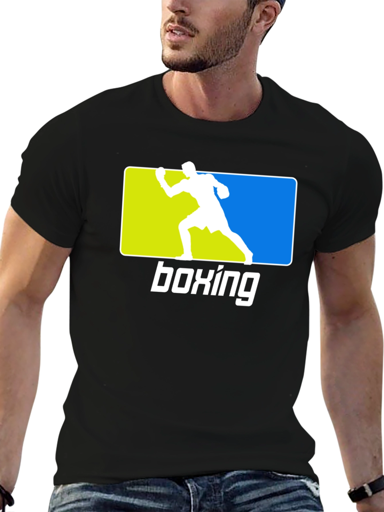 Boxing Graphic Tee - Black Sporty Design