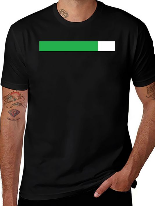 Minimalist Black T-Shirt with Green & White Bar