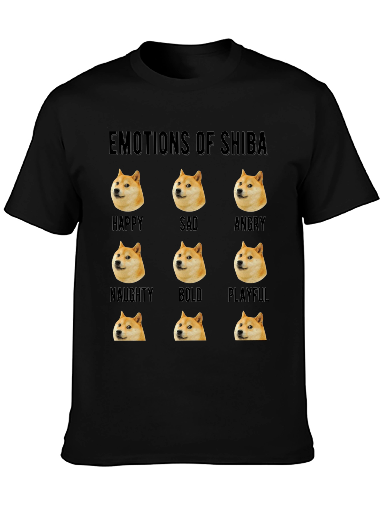 Emotions of Shiba Funny Doge Meme T-Shirt