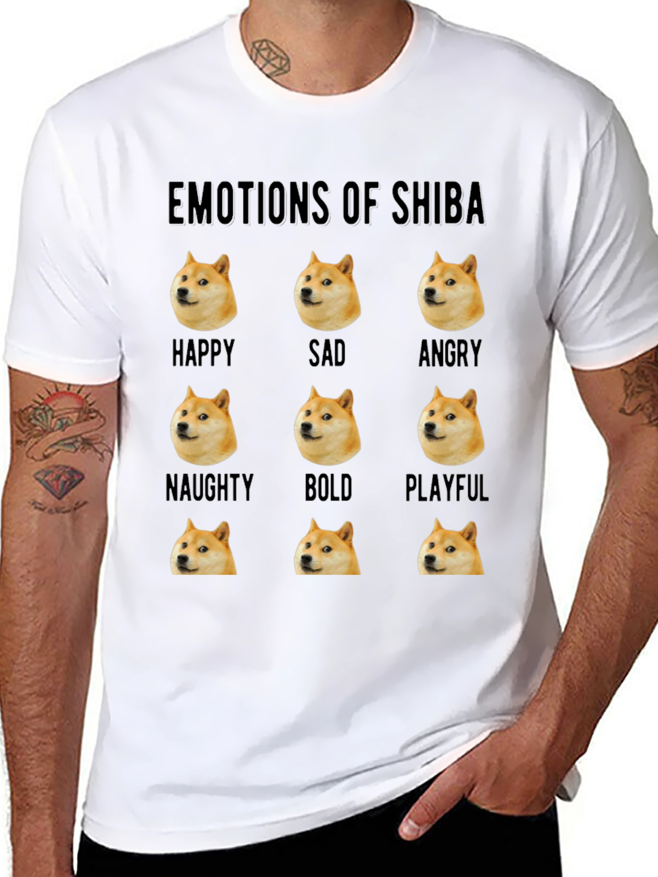 Emotions of Shiba Funny Doge Meme T-Shirt