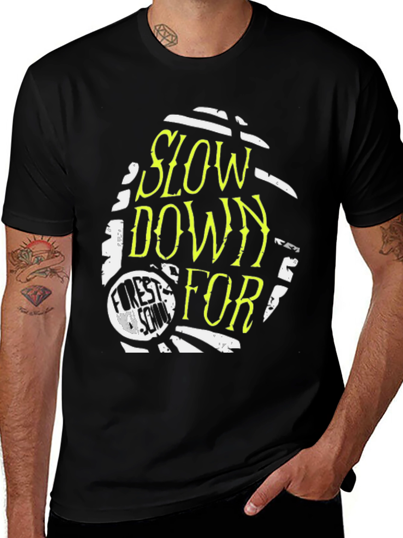 Slow Down for Forest School Black T-Shirt