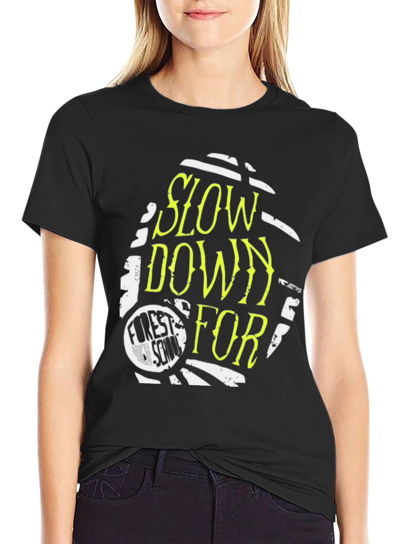 Slow Down for Forest School Black T-Shirt