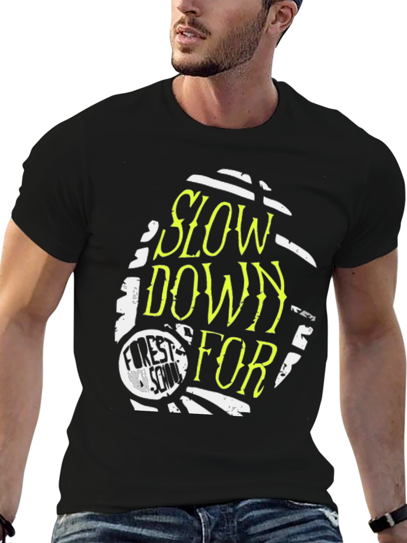 Slow Down for Forest School Black T-Shirt