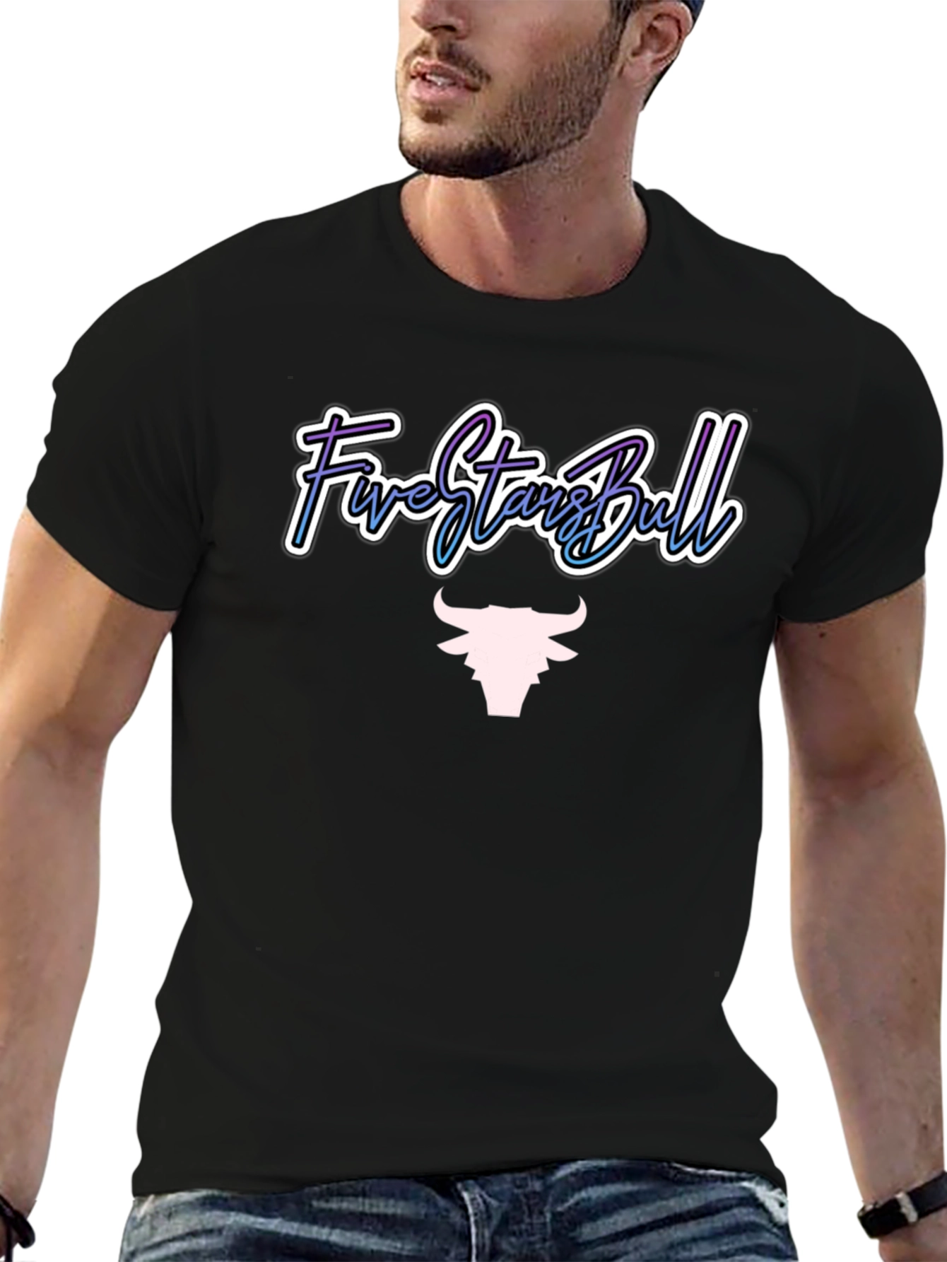 Five Stars Bull Graphic Tee - Stylish Mens T-Shirt