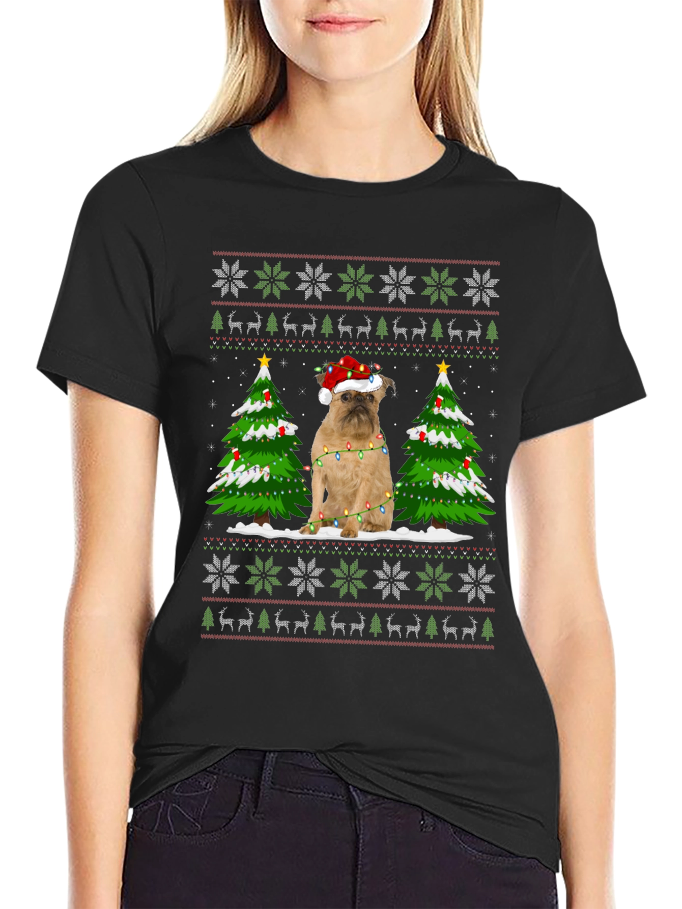 Festive Dog Christmas Tree Sweater T-Shirt