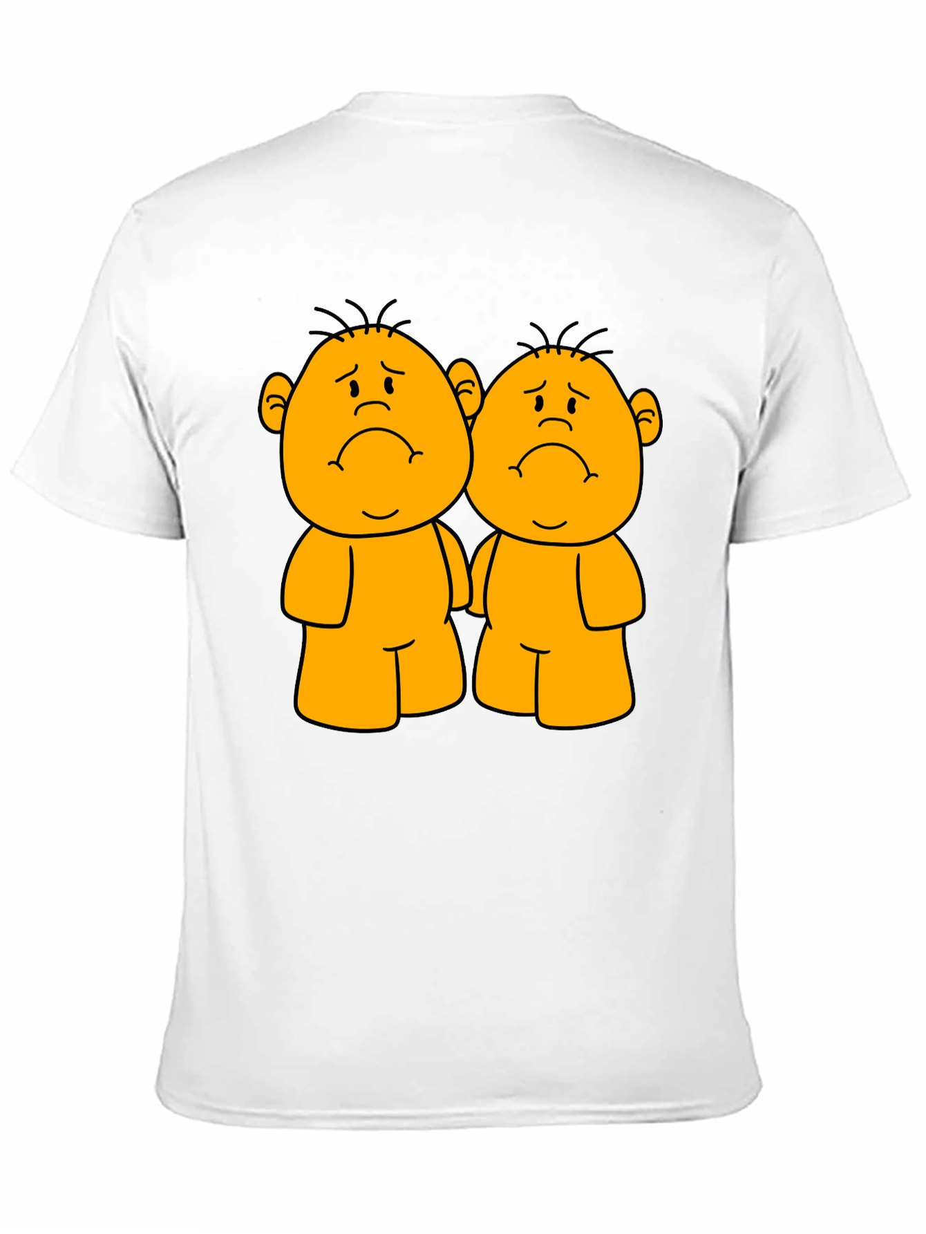 Sad Twin Cartoon Black T-Shirt