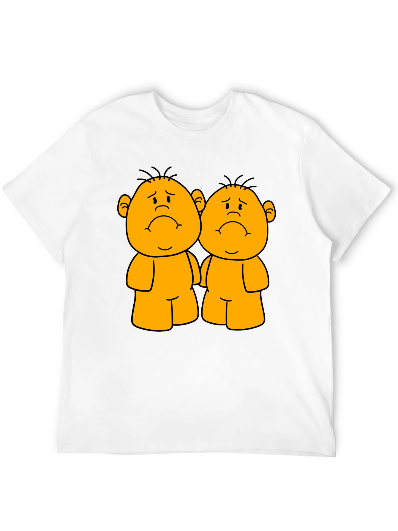 Sad Twin Cartoon Black T-Shirt