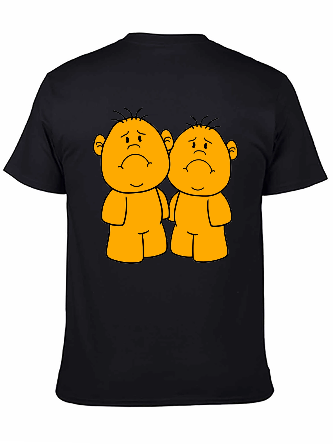 Sad Twin Cartoon Black T-Shirt
