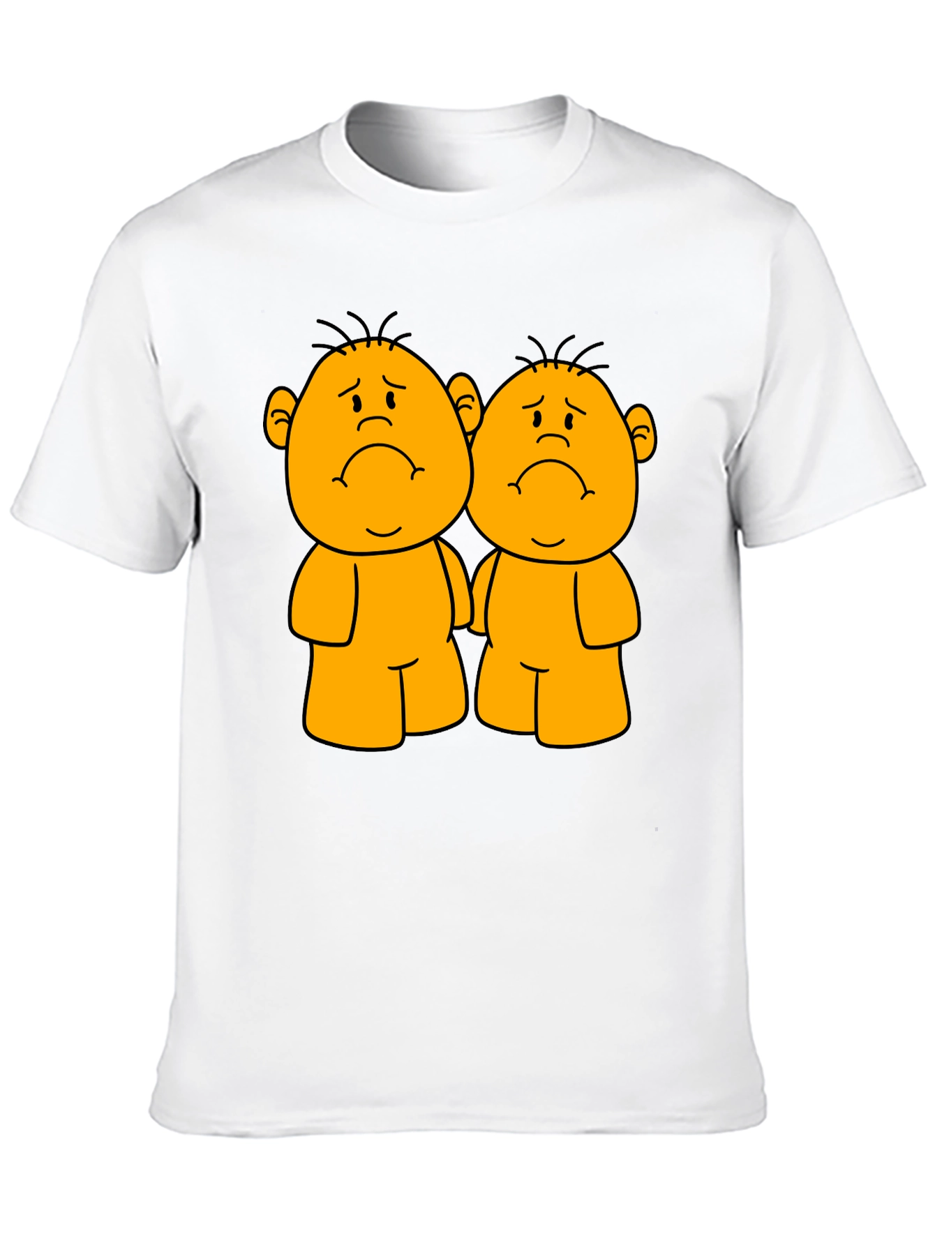 Sad Twin Cartoon Black T-Shirt