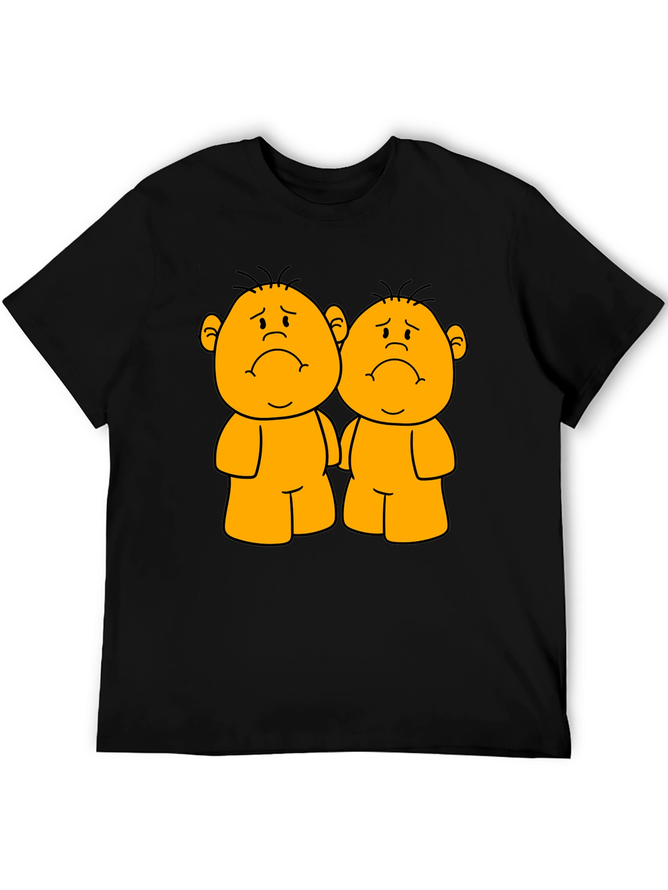 Sad Twin Cartoon Black T-Shirt