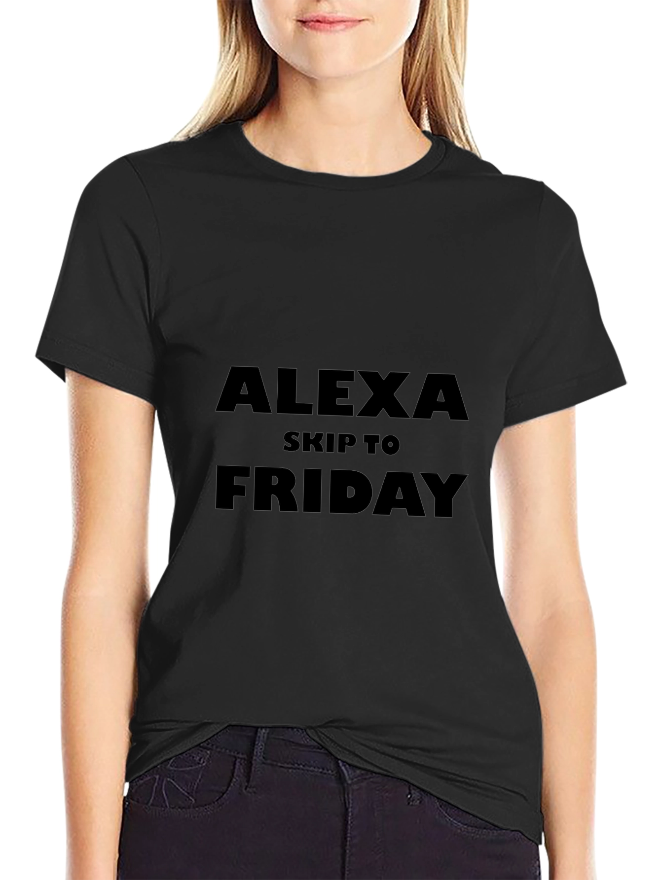 Alexa Skip to Friday Black T-Shirt