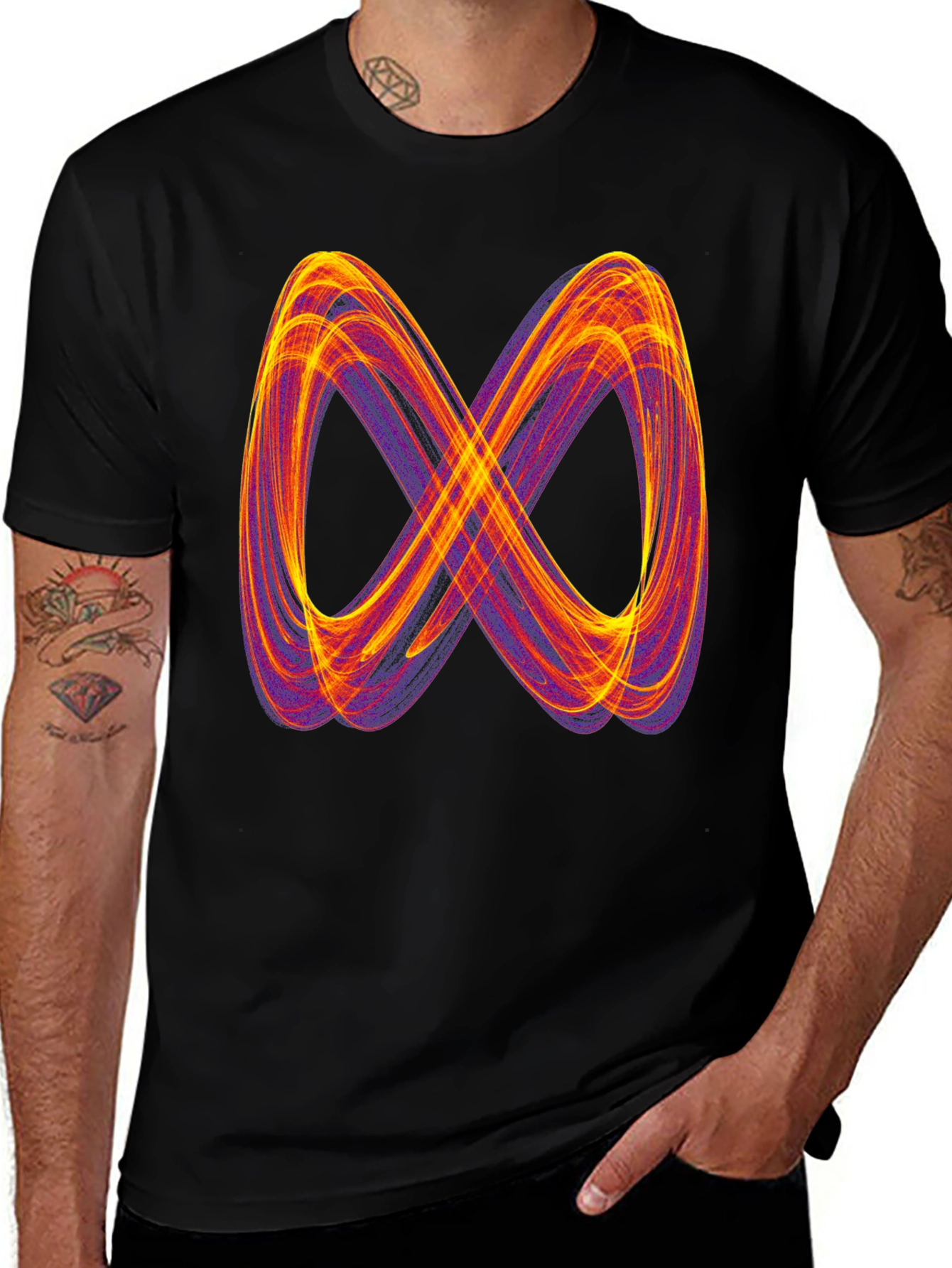 Infinity Symbol Graphic Tee - Black Cotton Blend Shirt