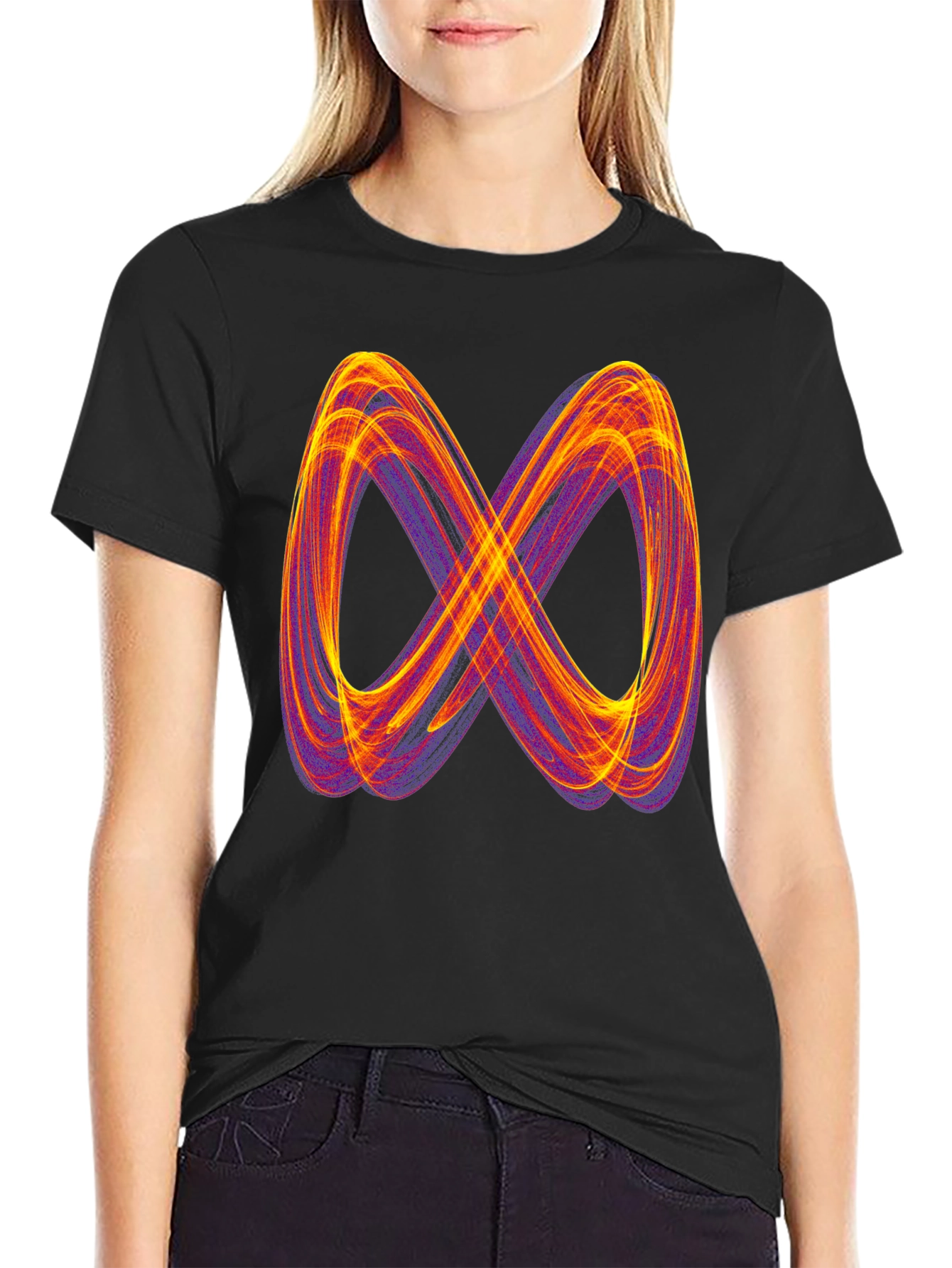 Infinity Symbol Graphic Tee - Black Cotton Blend Shirt