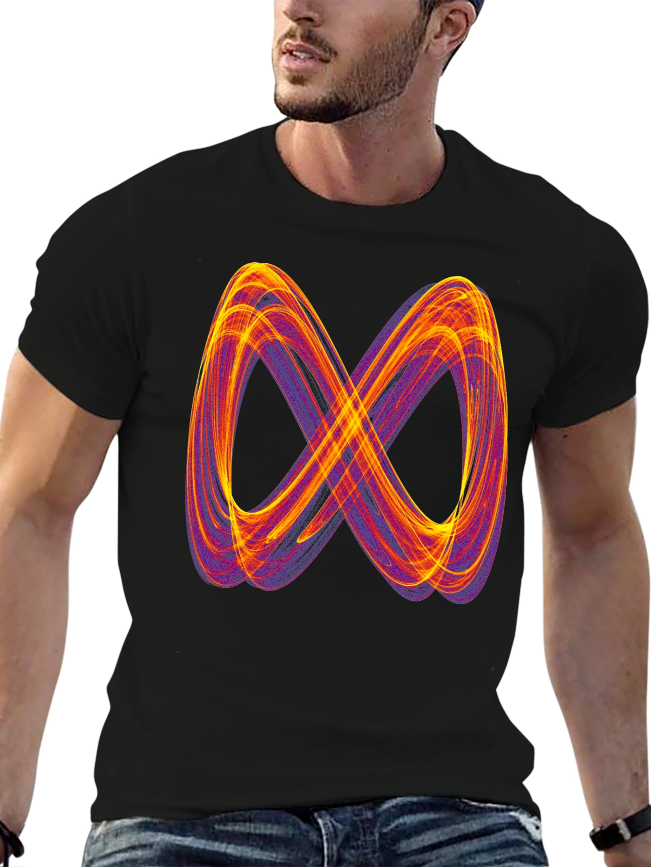 Infinity Symbol Graphic Tee - Black Cotton Blend Shirt