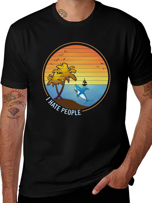 I Hate People Shark Graphic T-Shirt - Relax on Your Own Island!