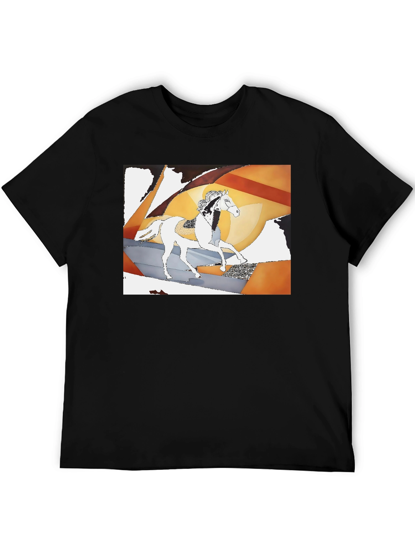 Abstract Horse Graphic Tee - Stylish Black T-Shirt