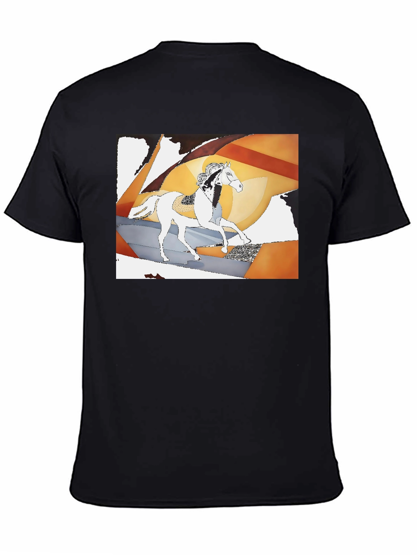 Abstract Horse Graphic Tee - Stylish Black T-Shirt