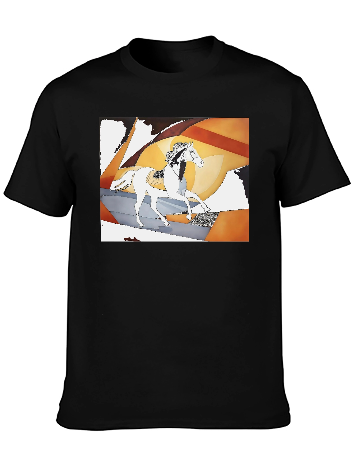 Abstract Horse Graphic Tee - Stylish Black T-Shirt