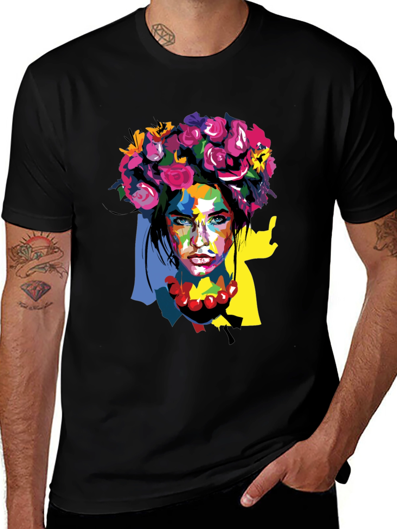 Floral Woman Graphic Tee - Artistic Fashion Shirt