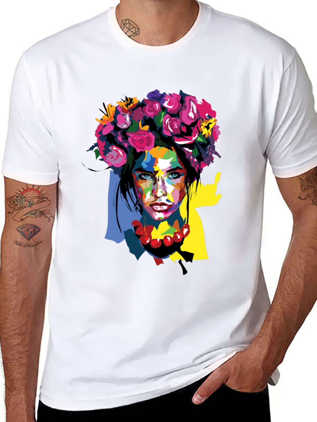 Floral Woman Graphic Tee - Artistic Fashion Shirt