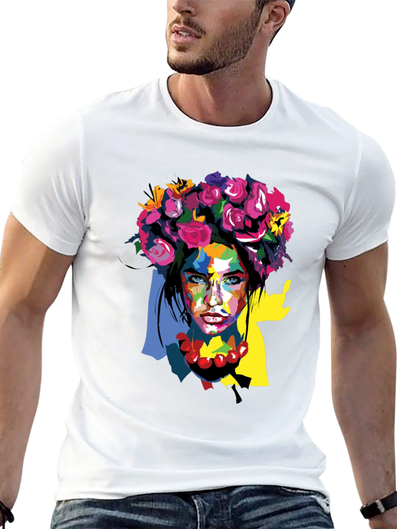 Floral Woman Graphic Tee - Artistic Fashion Shirt
