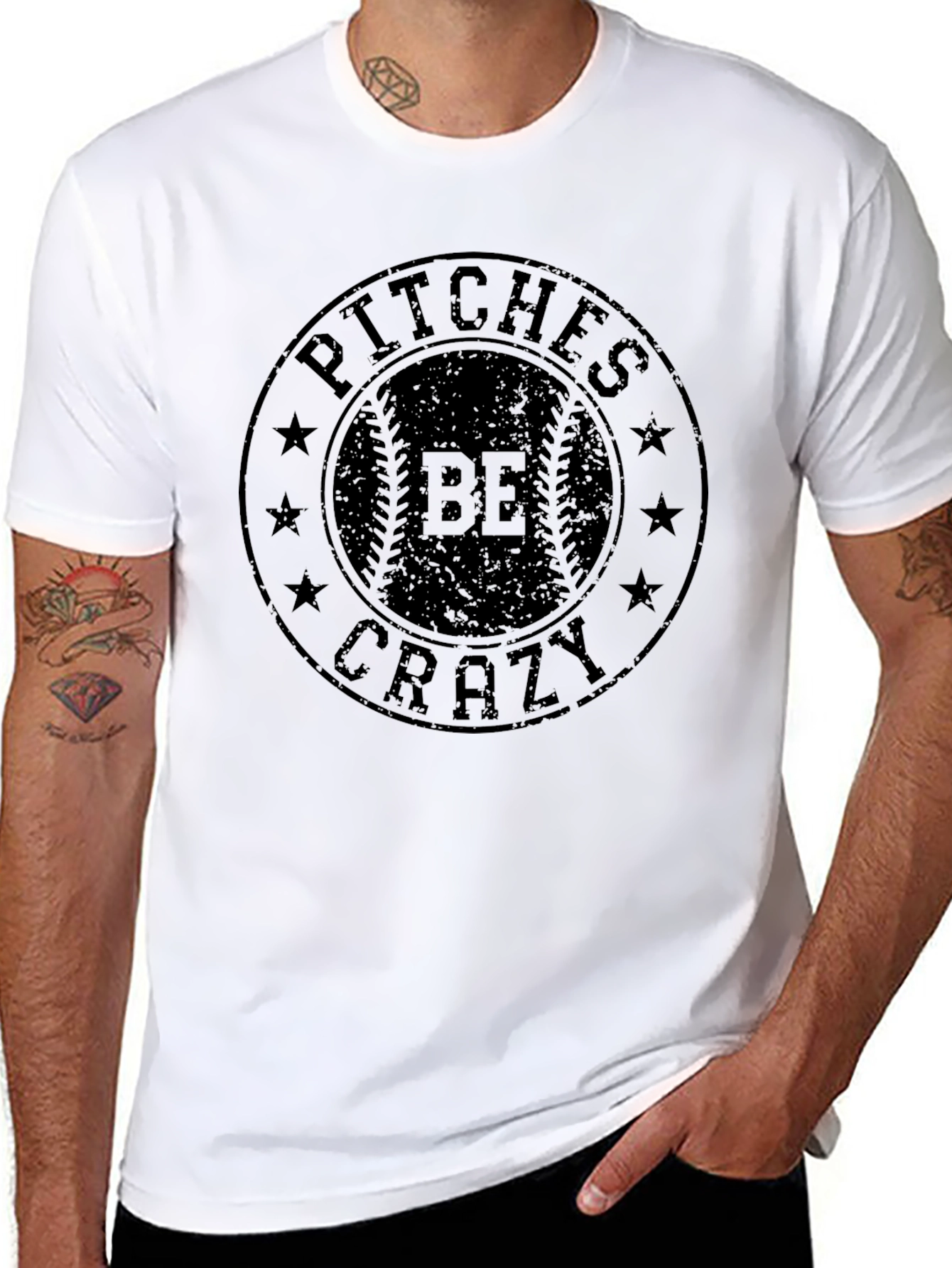 Pitches Be Crazy Graphic Tee - Baseball Lover Shirt