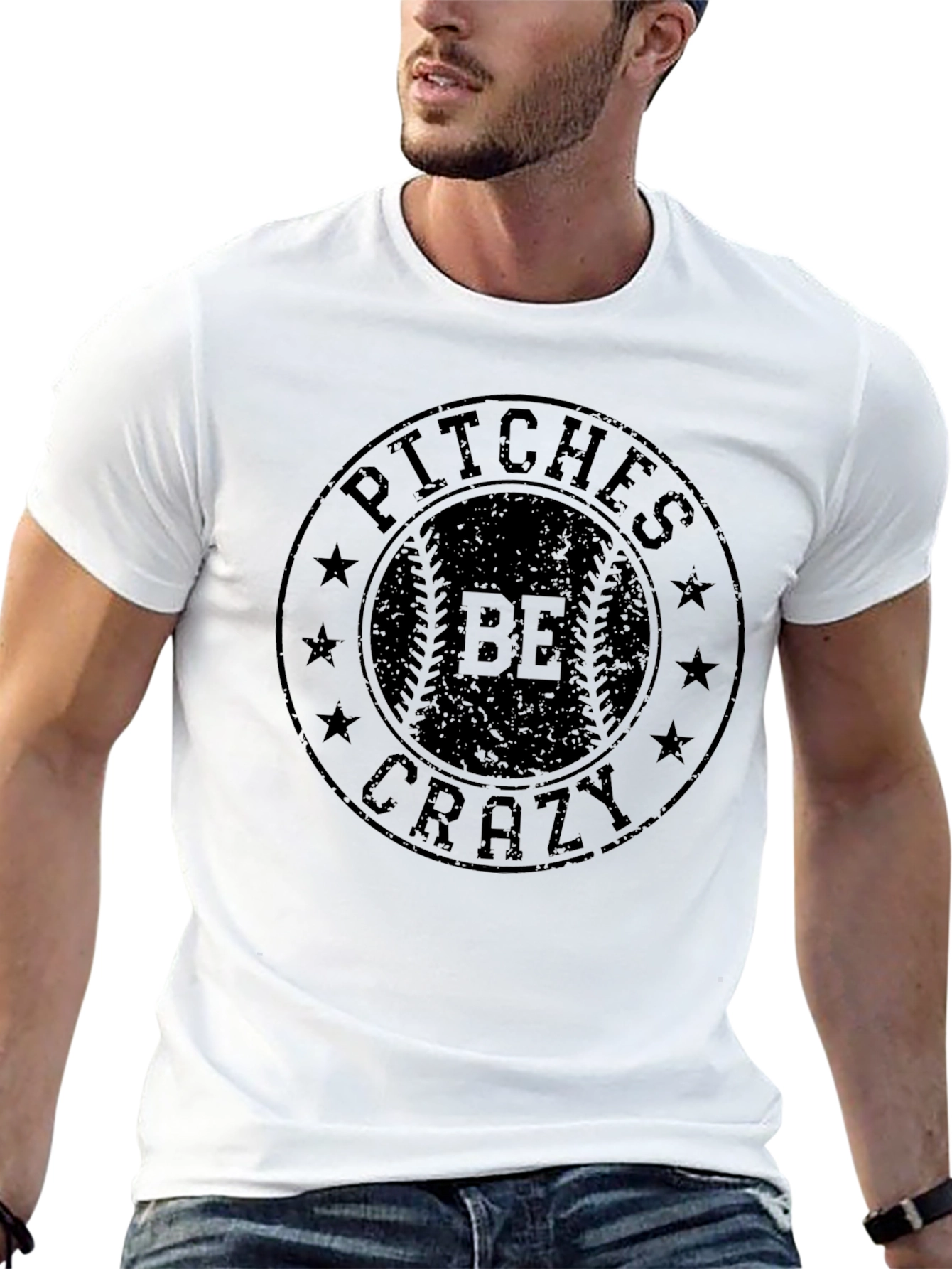 Pitches Be Crazy Graphic Tee - Baseball Lover Shirt