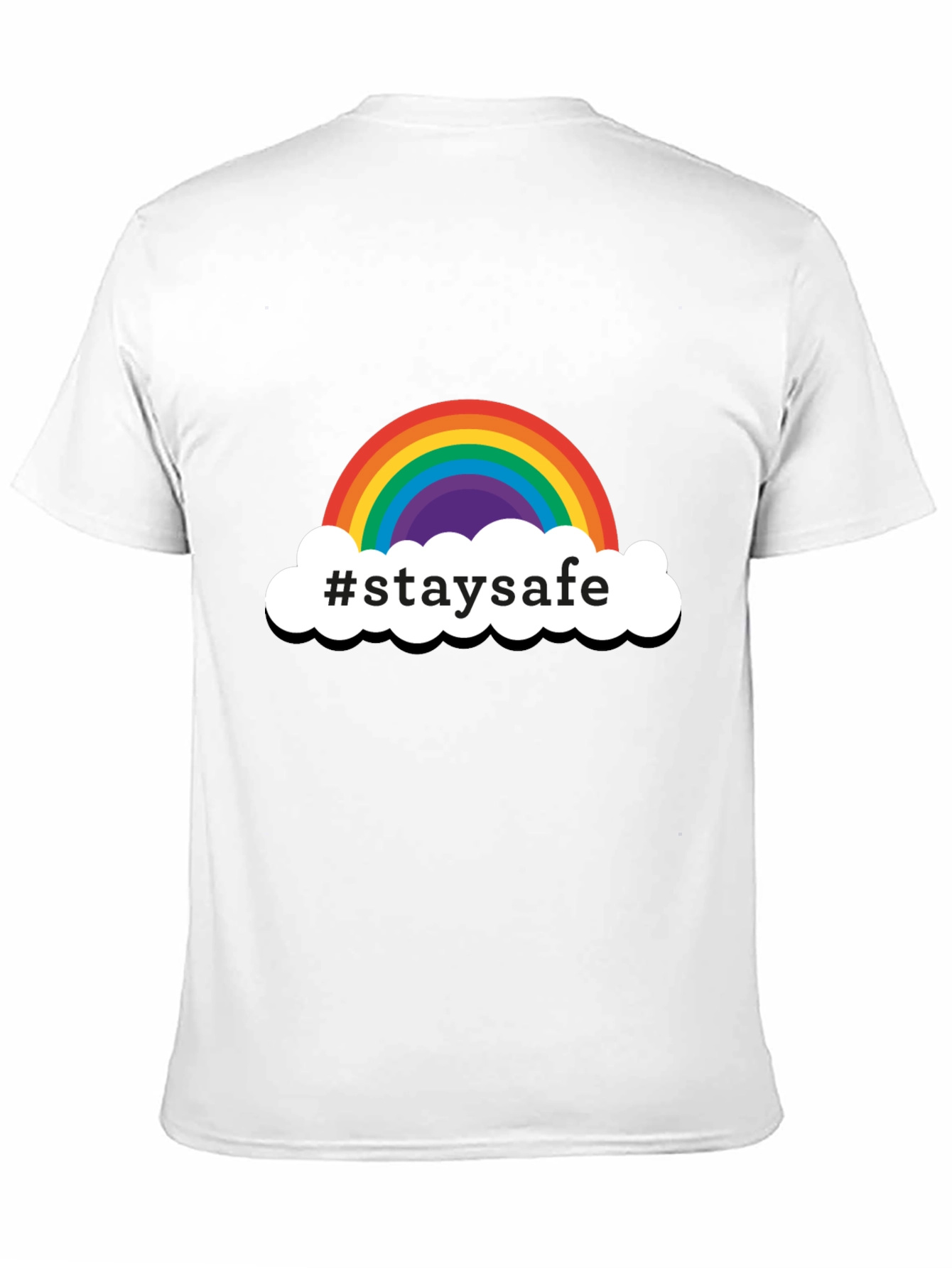 Stay Safe Rainbow Graphic Tee - Black