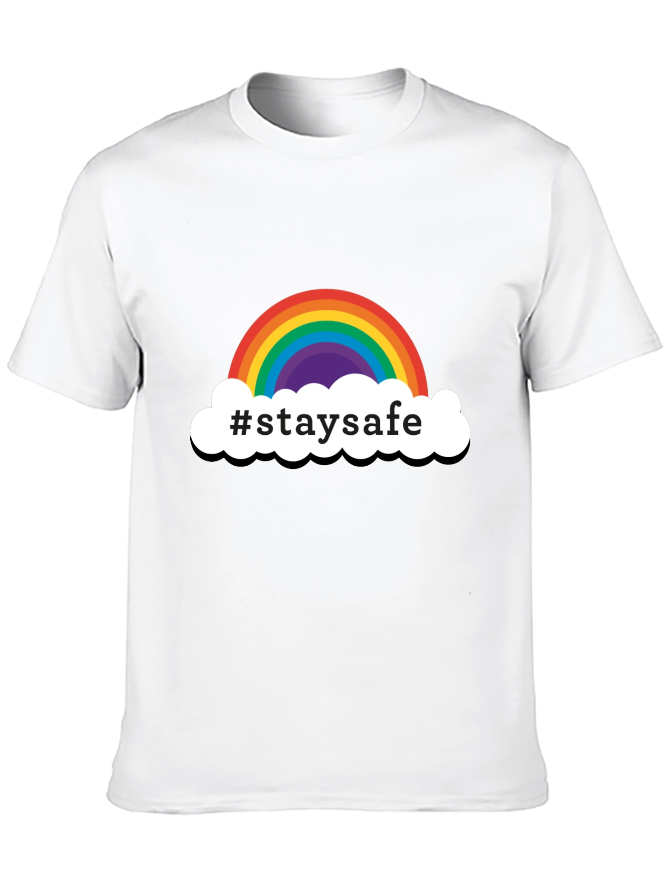 Stay Safe Rainbow Graphic Tee - Black