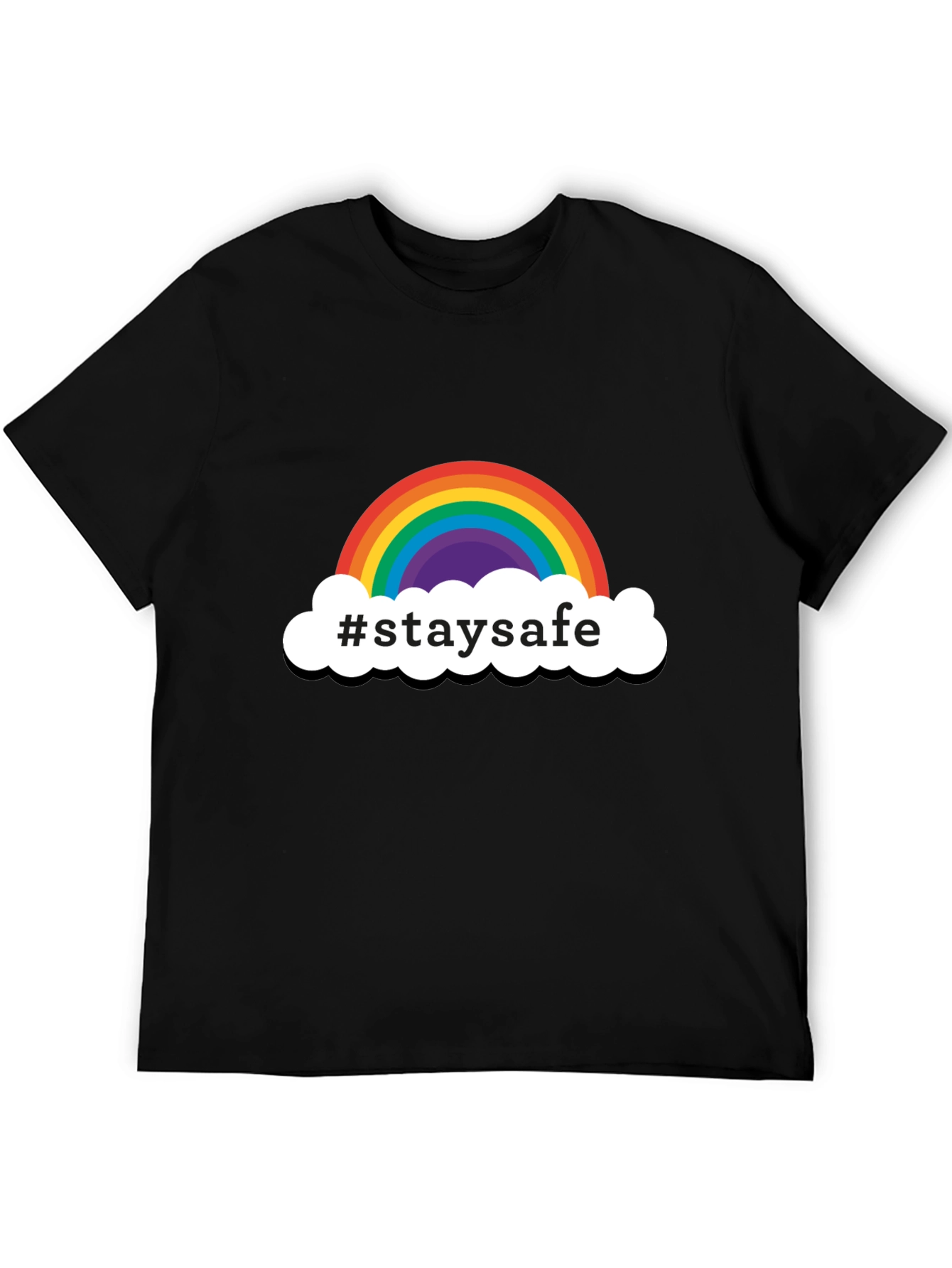 Stay Safe Rainbow Graphic Tee - Black