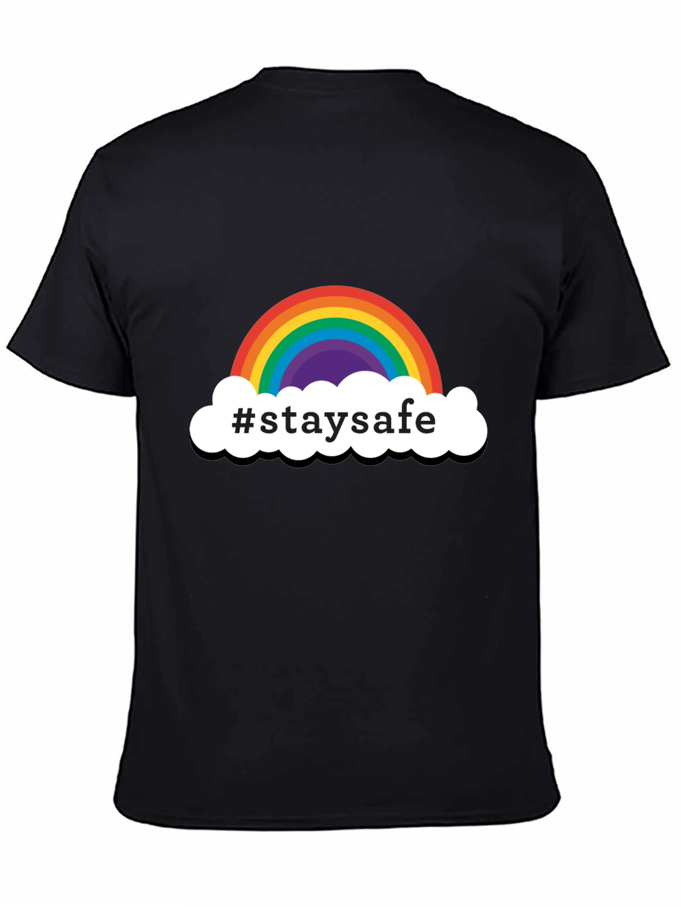 Stay Safe Rainbow Graphic Tee - Black