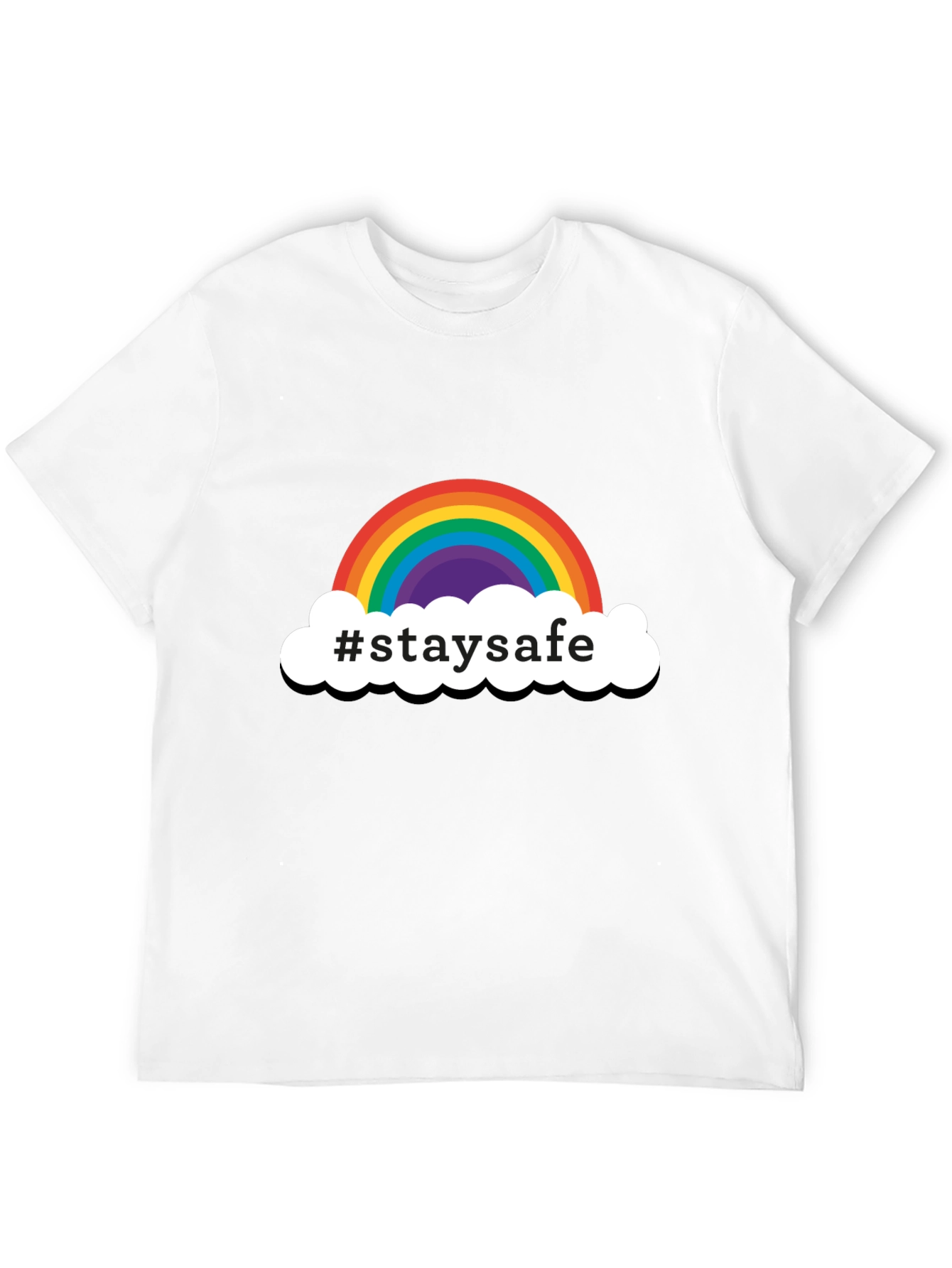 Stay Safe Rainbow Graphic Tee - Black