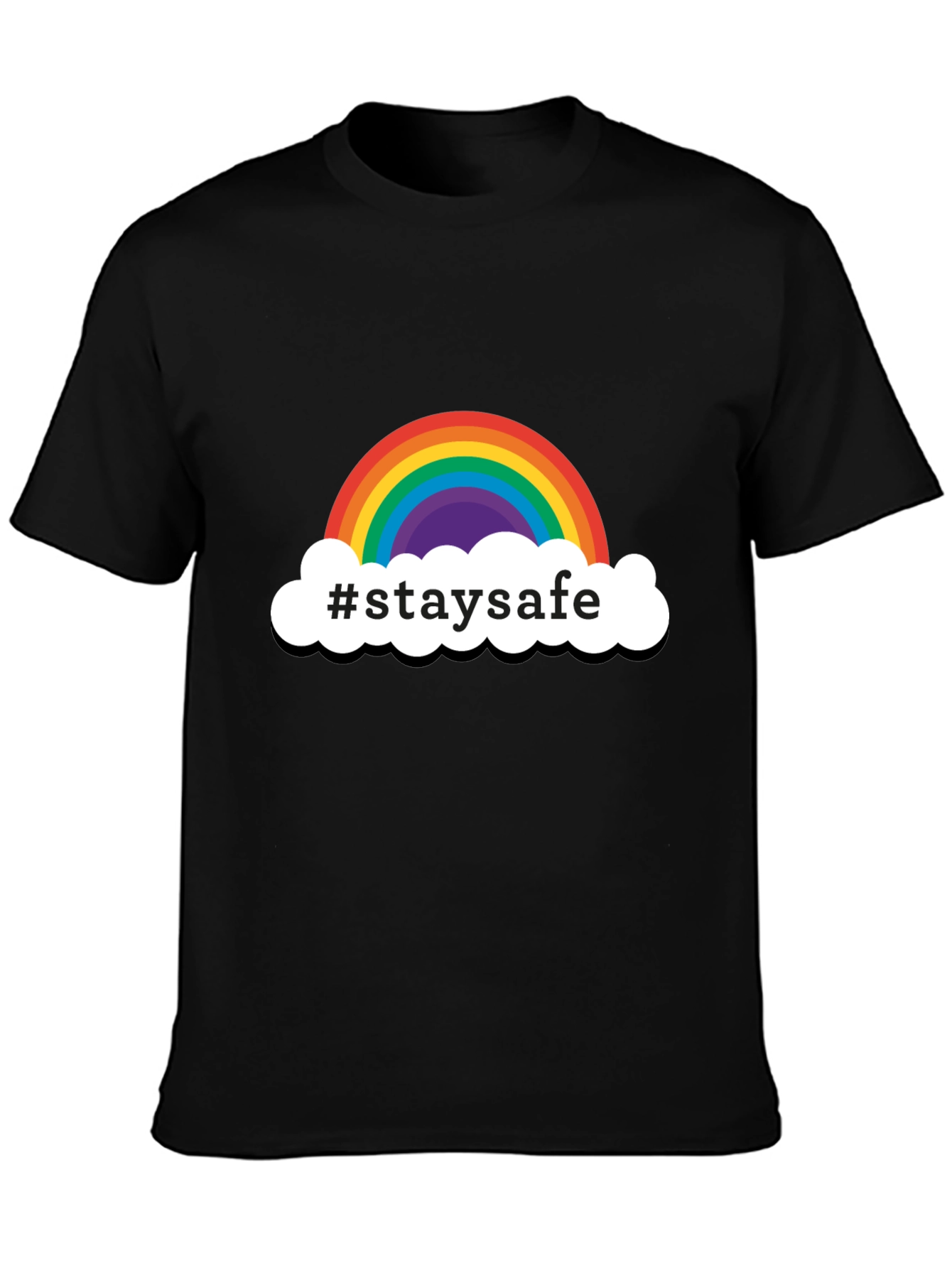 Stay Safe Rainbow Graphic Tee - Black