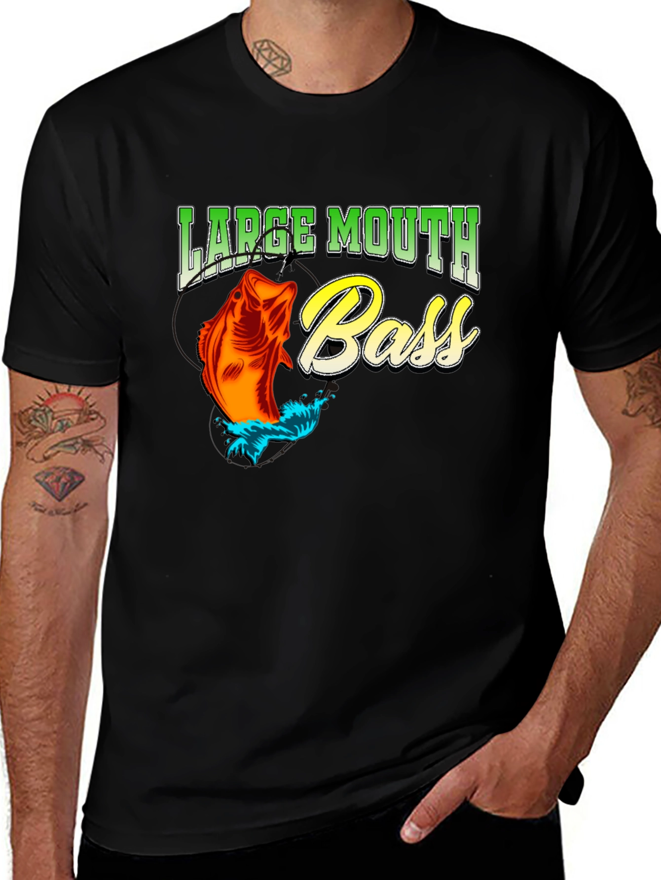 Large Mouth Bass Fishing Graphic T-Shirt