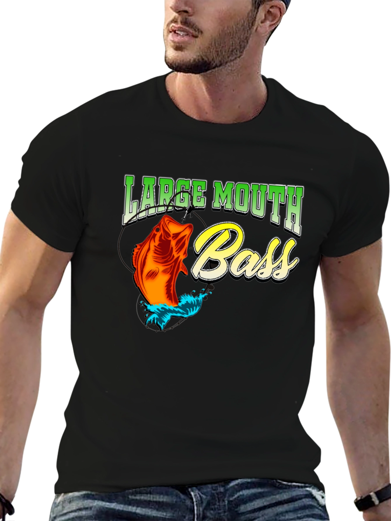 Large Mouth Bass Fishing Graphic T-Shirt