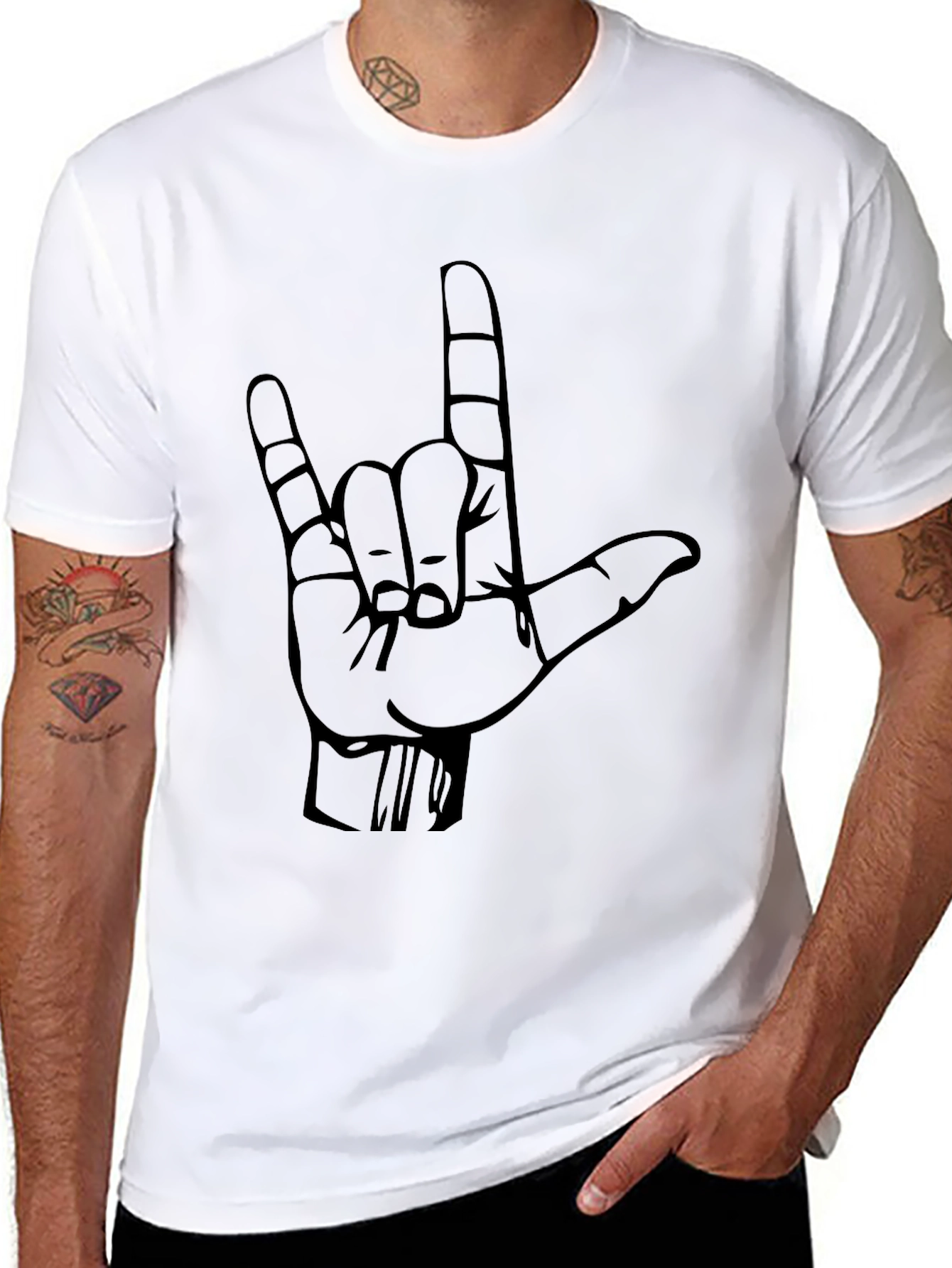 Rock On! Black Graphic Tee - Hand Sign