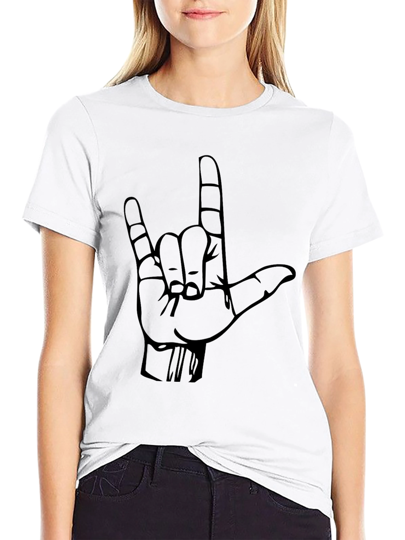 Rock On! Black Graphic Tee - Hand Sign