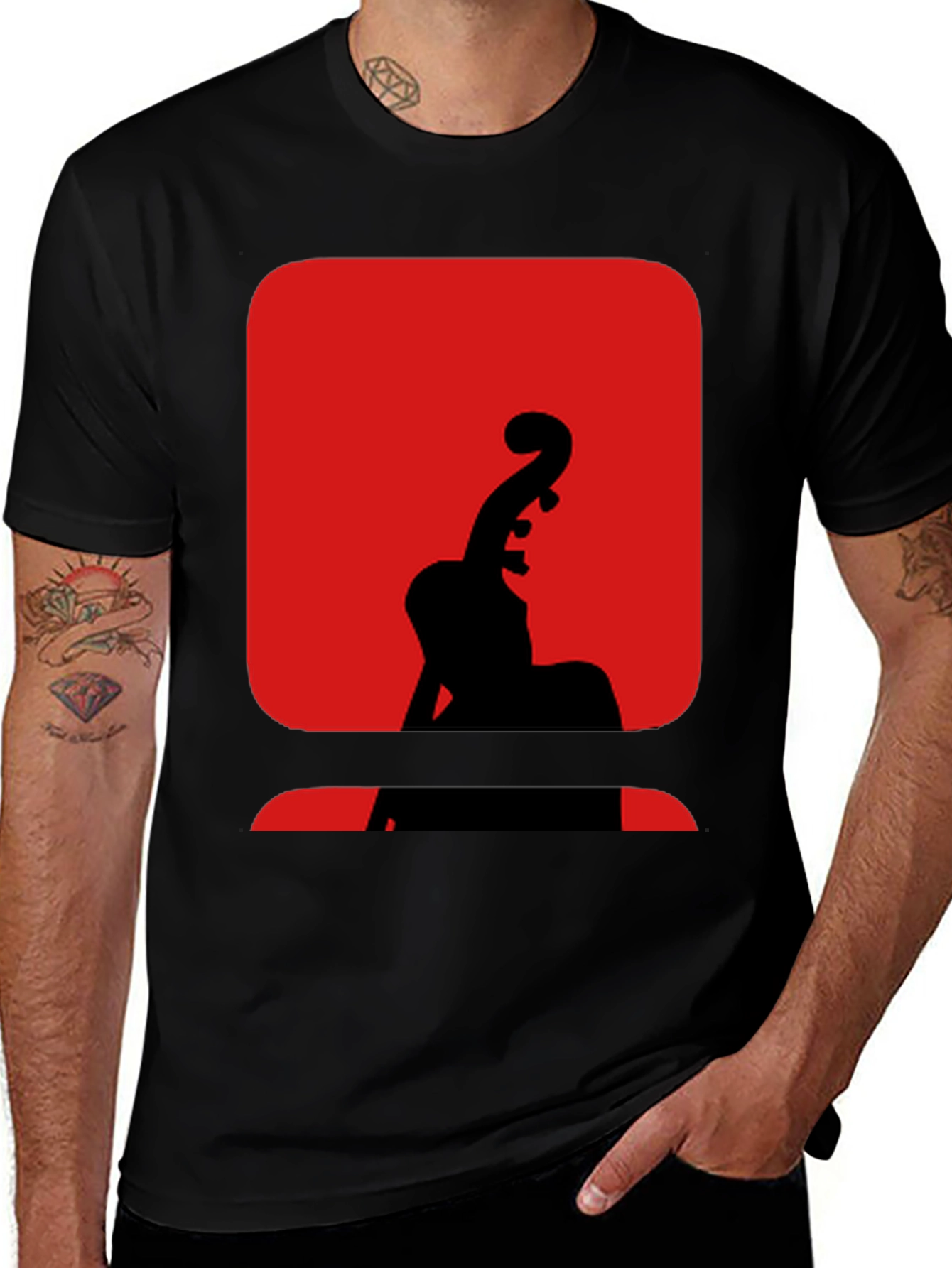 Red & Black Cello Silhouette Graphic Tee