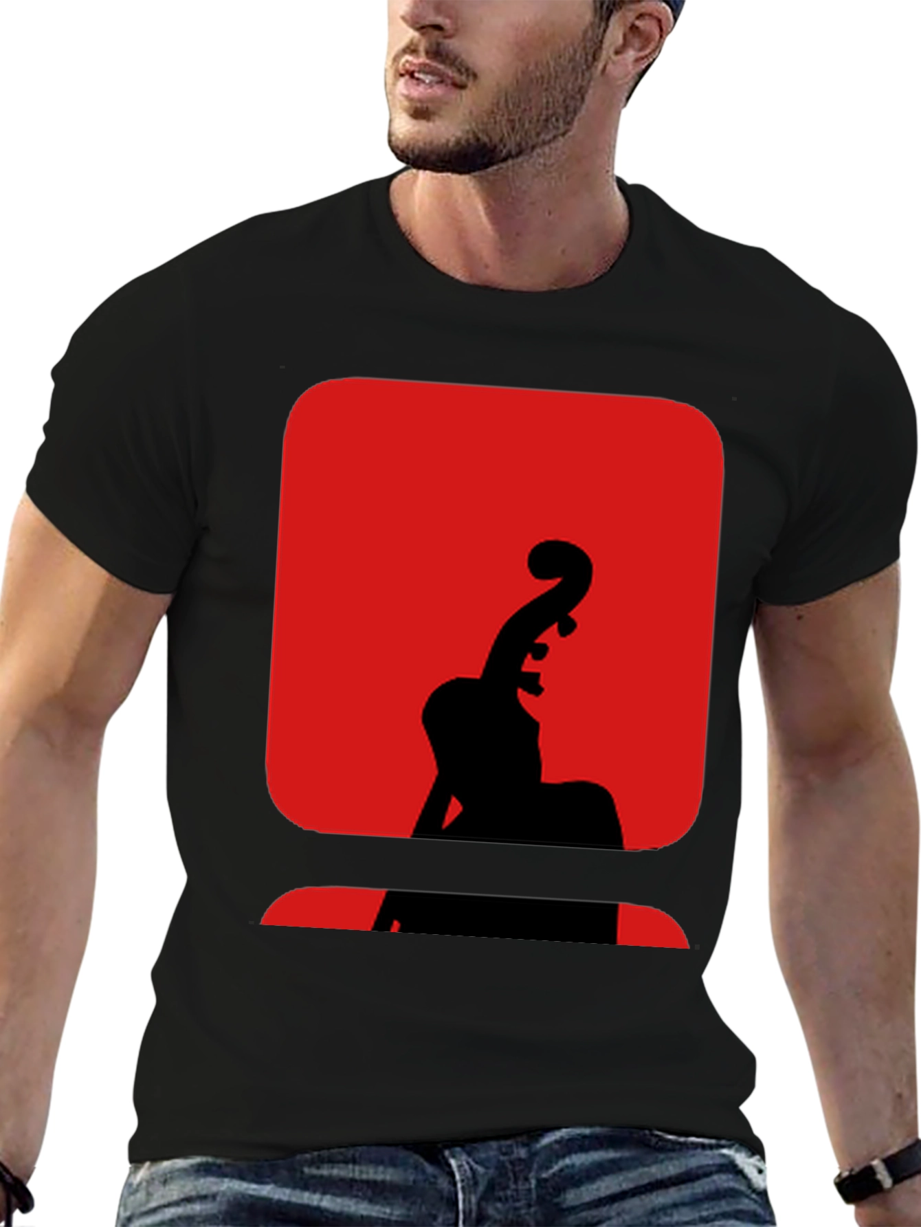 Red & Black Cello Silhouette Graphic Tee