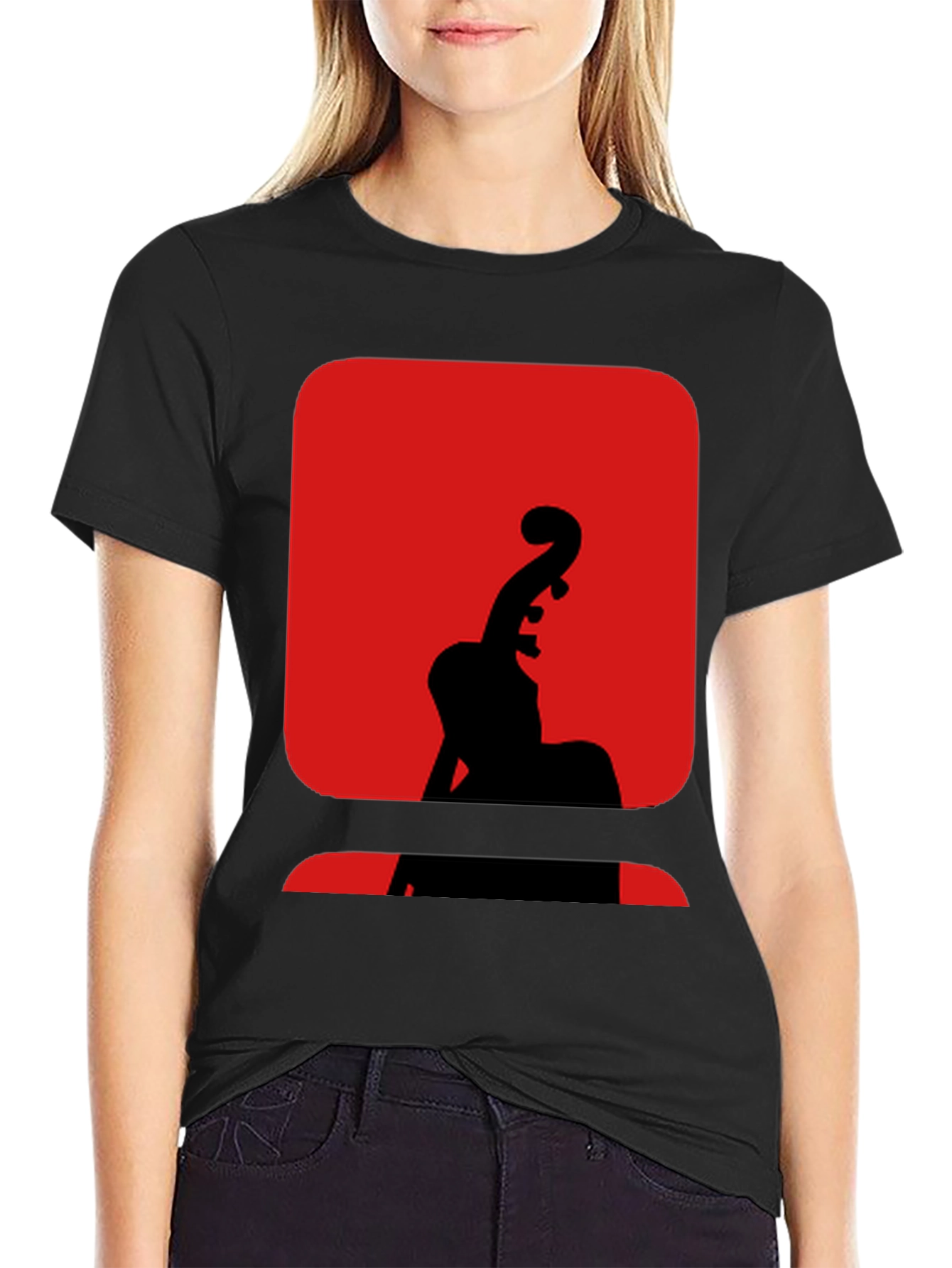Red & Black Cello Silhouette Graphic Tee