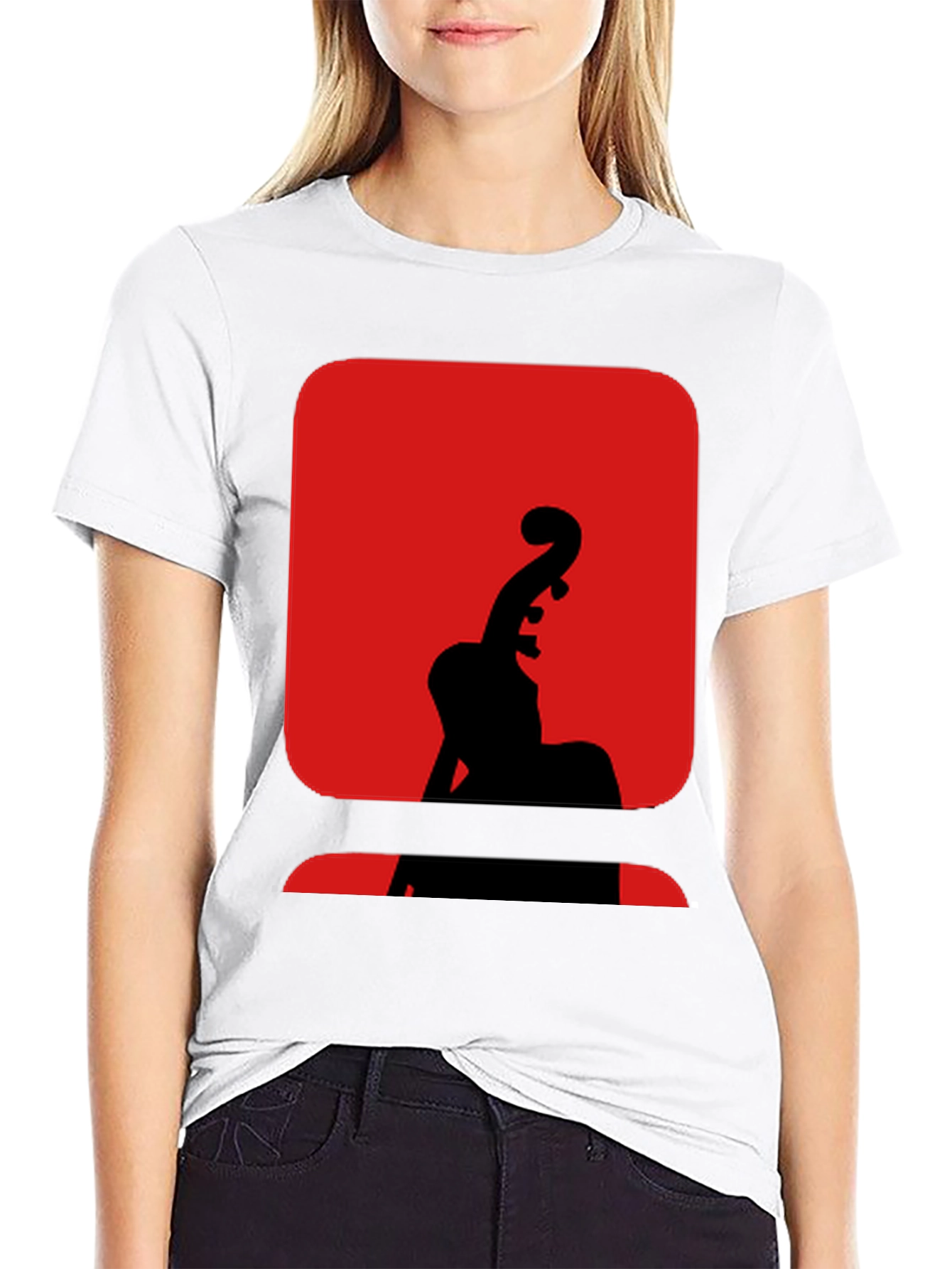 Red & Black Cello Silhouette Graphic Tee