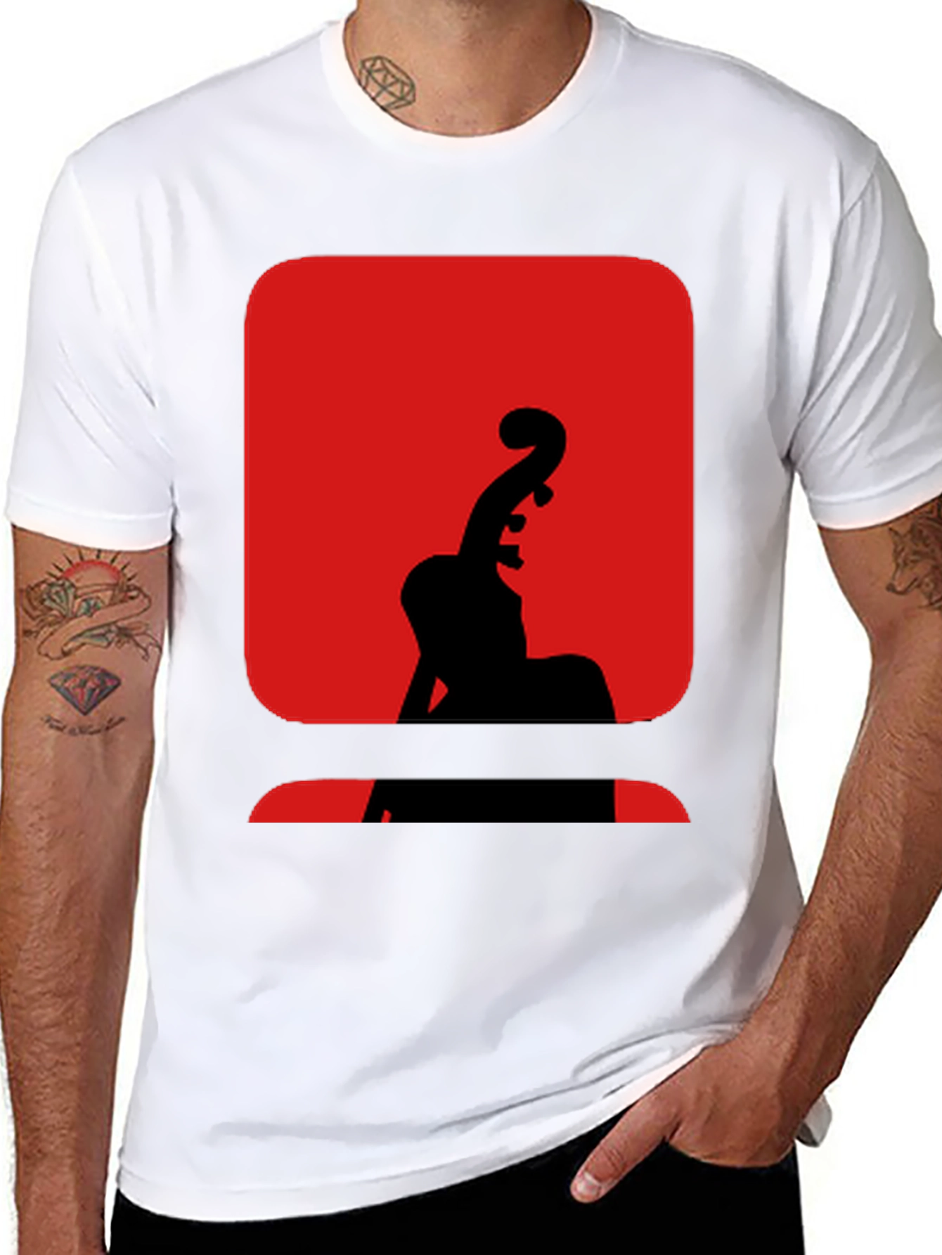 Red & Black Cello Silhouette Graphic Tee