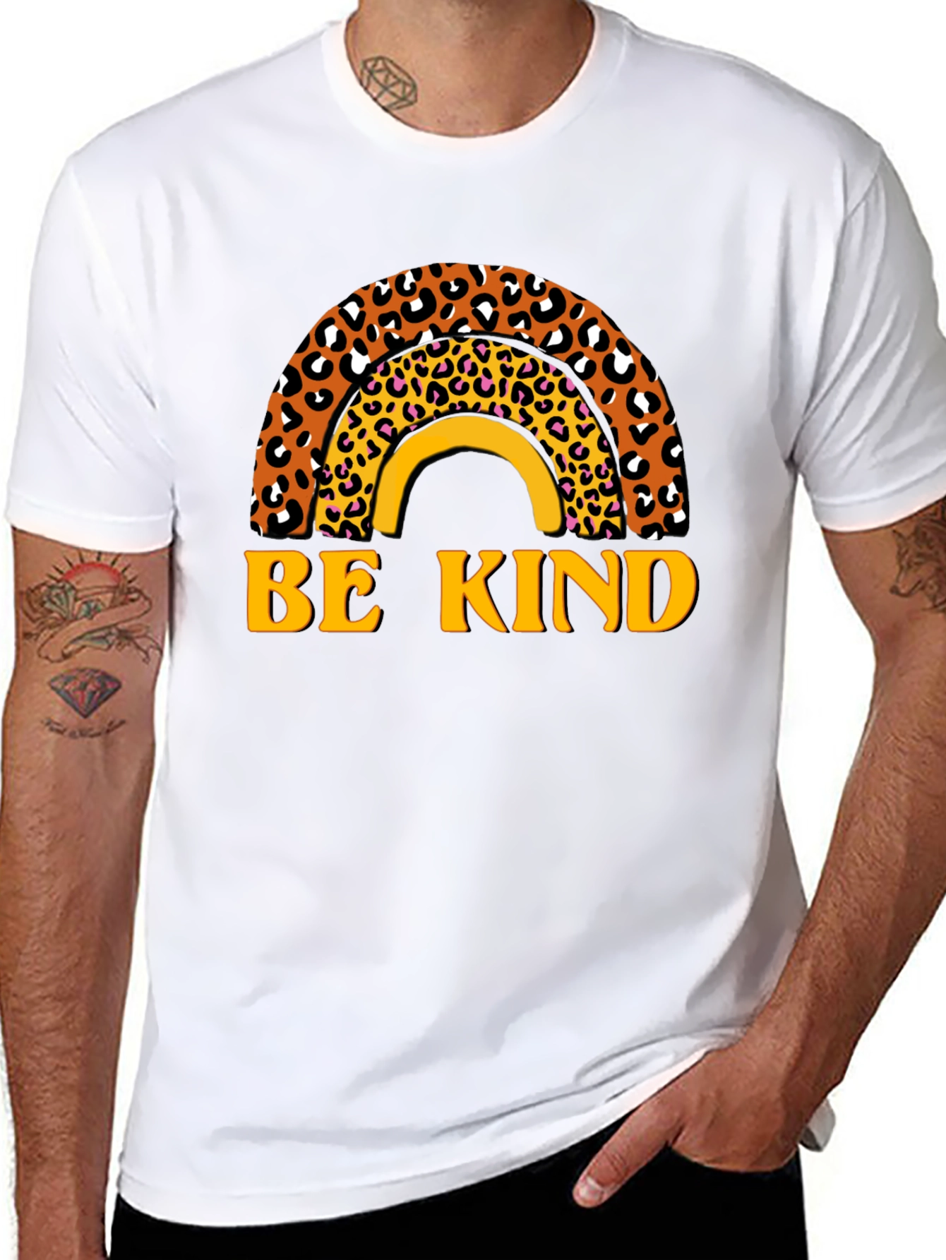 Be Kind Leopard Rainbow Graphic T-Shirt