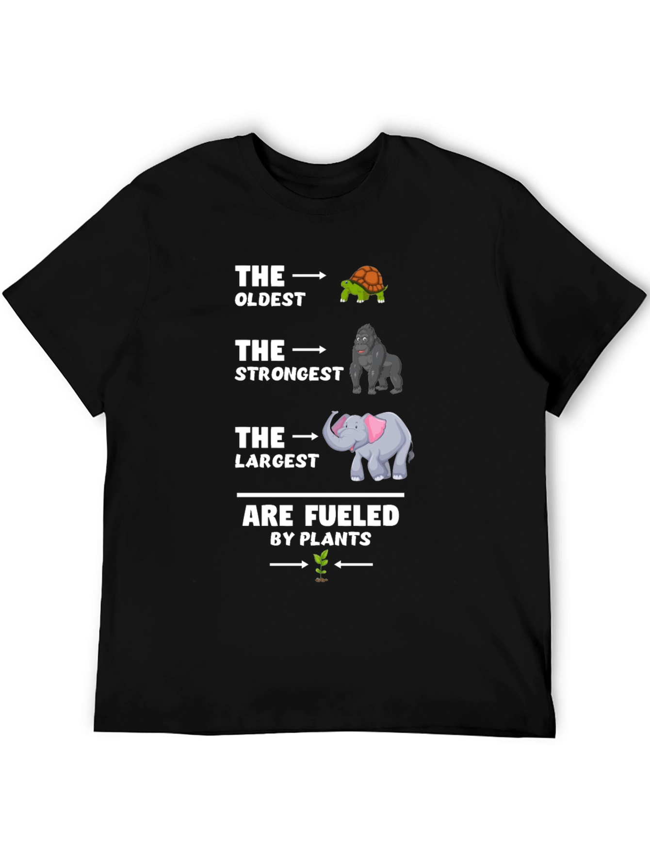 The Oldest Strongest Largest Fueled by Plants Black T-Shirt