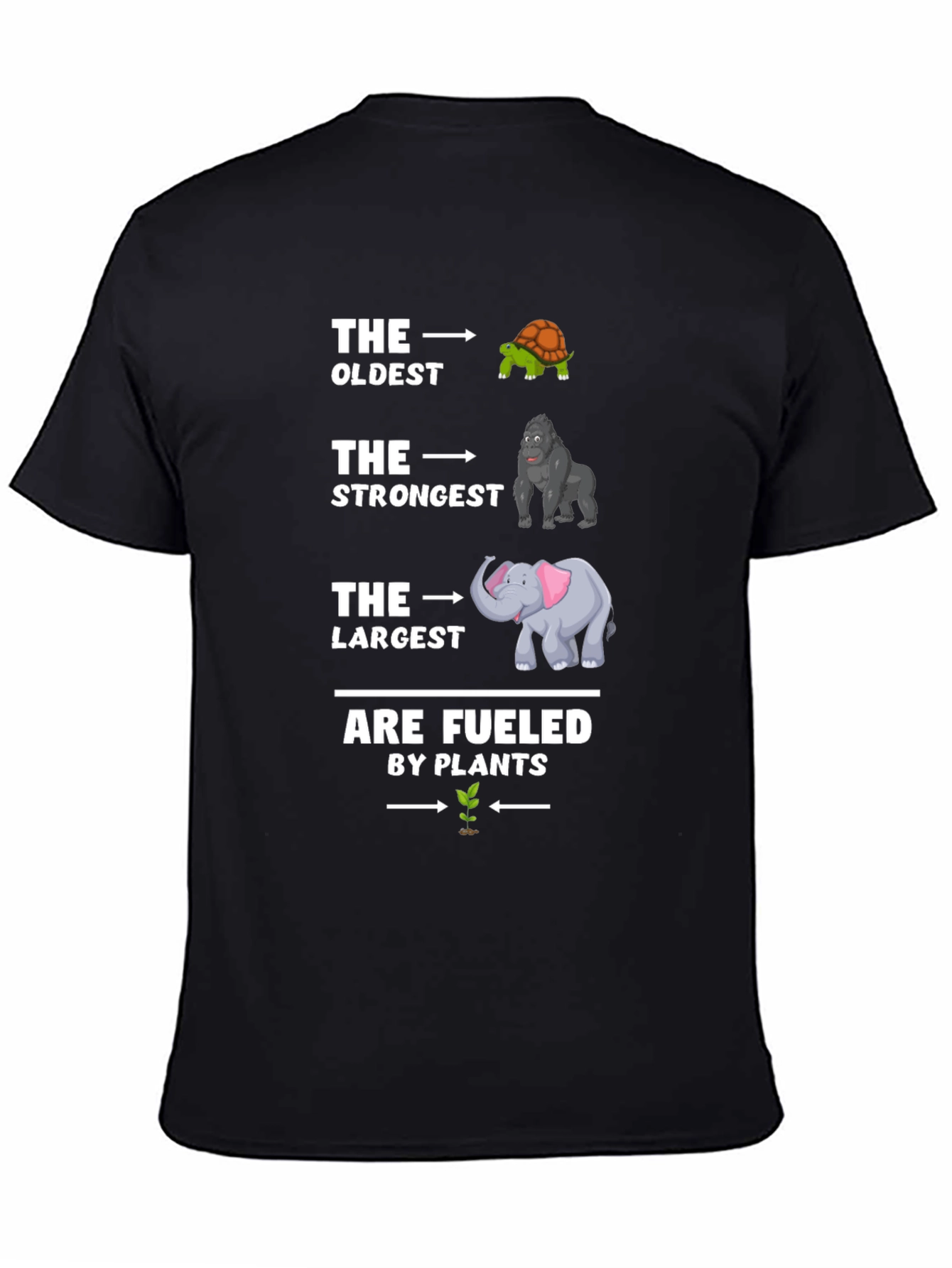 The Oldest Strongest Largest Fueled by Plants Black T-Shirt